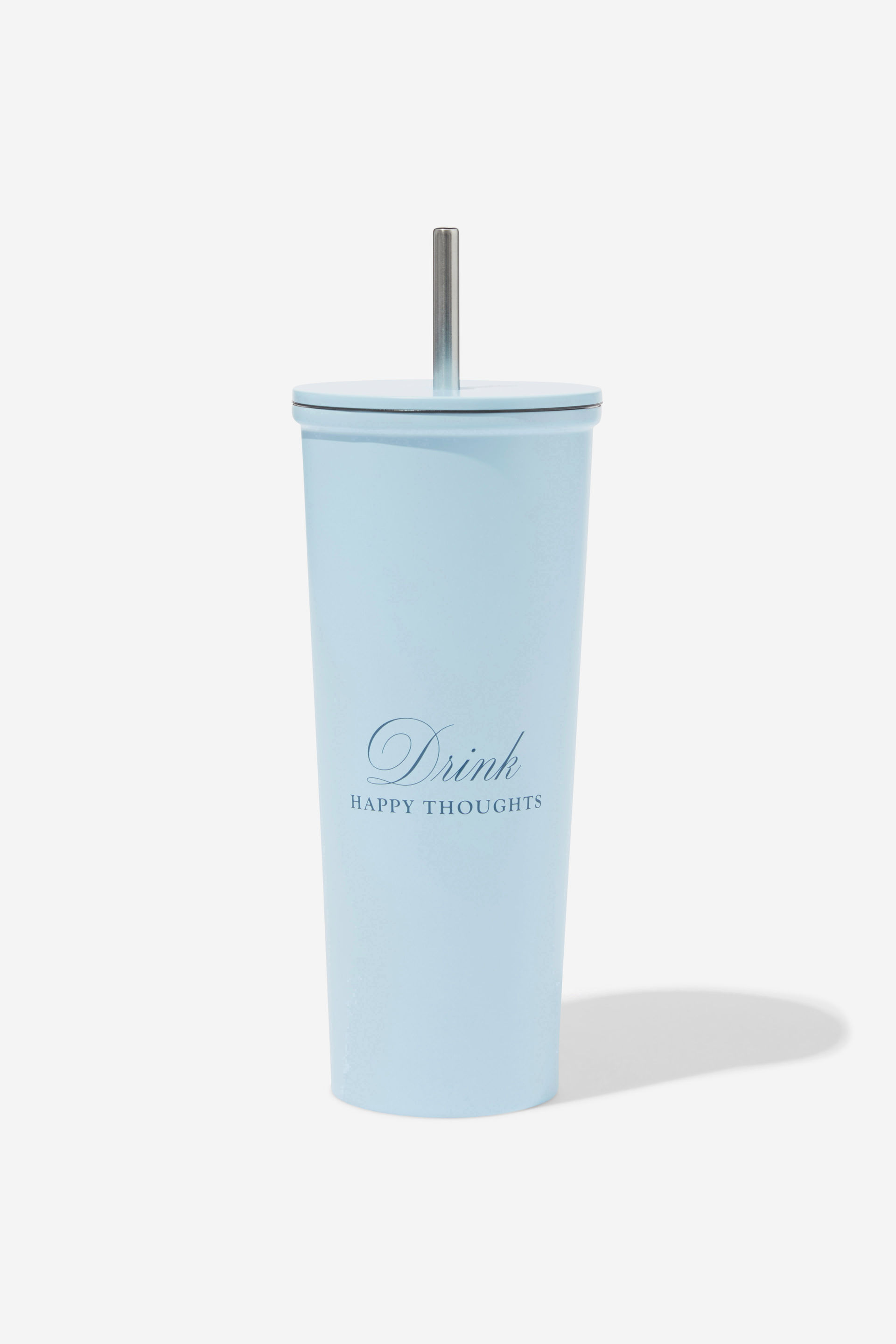 Typo - Metal Smoothie Cup - Drink happy thoughts blue