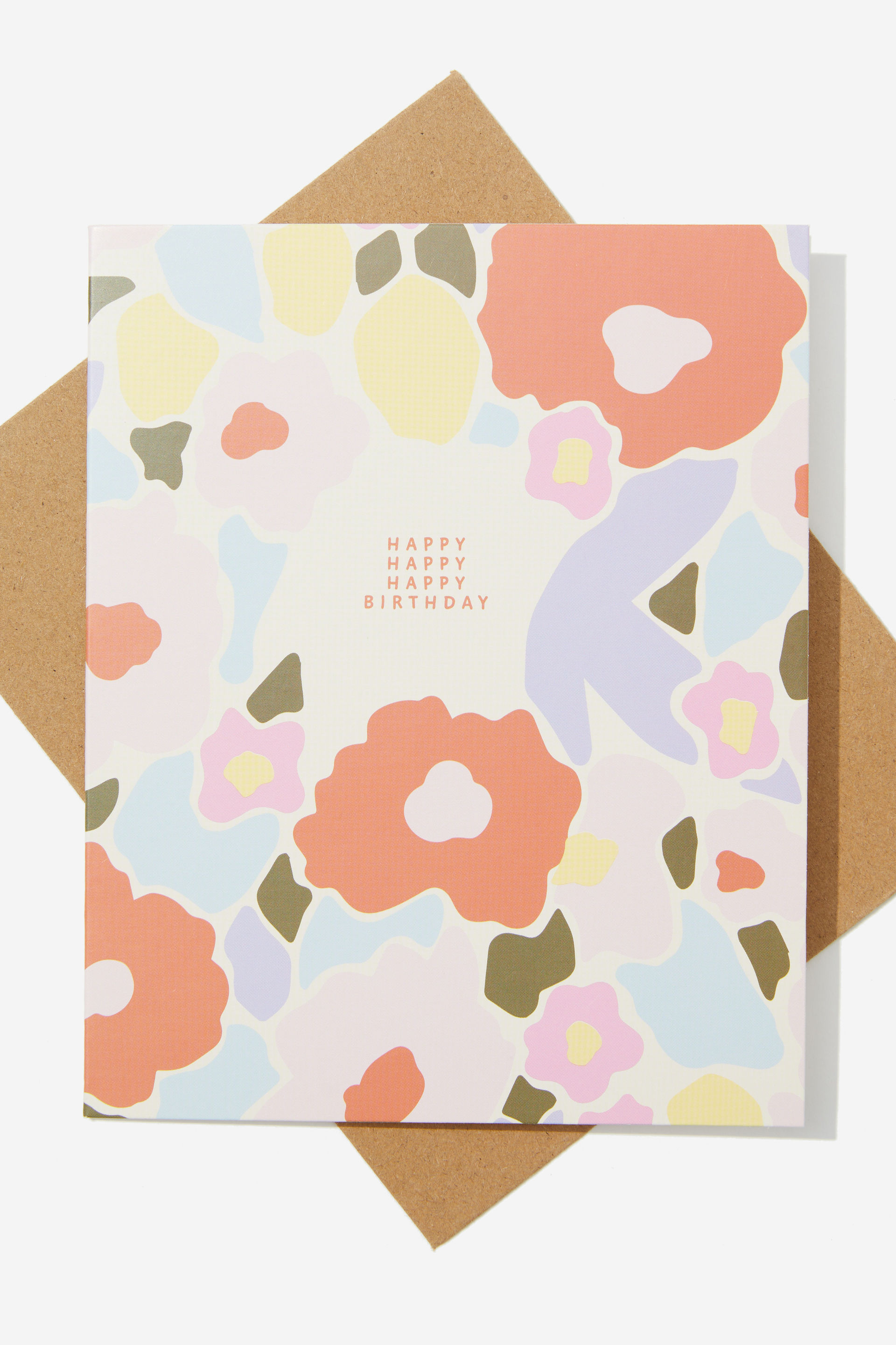 Typo - Nice Birthday Card - Happy happy happy birthday floral