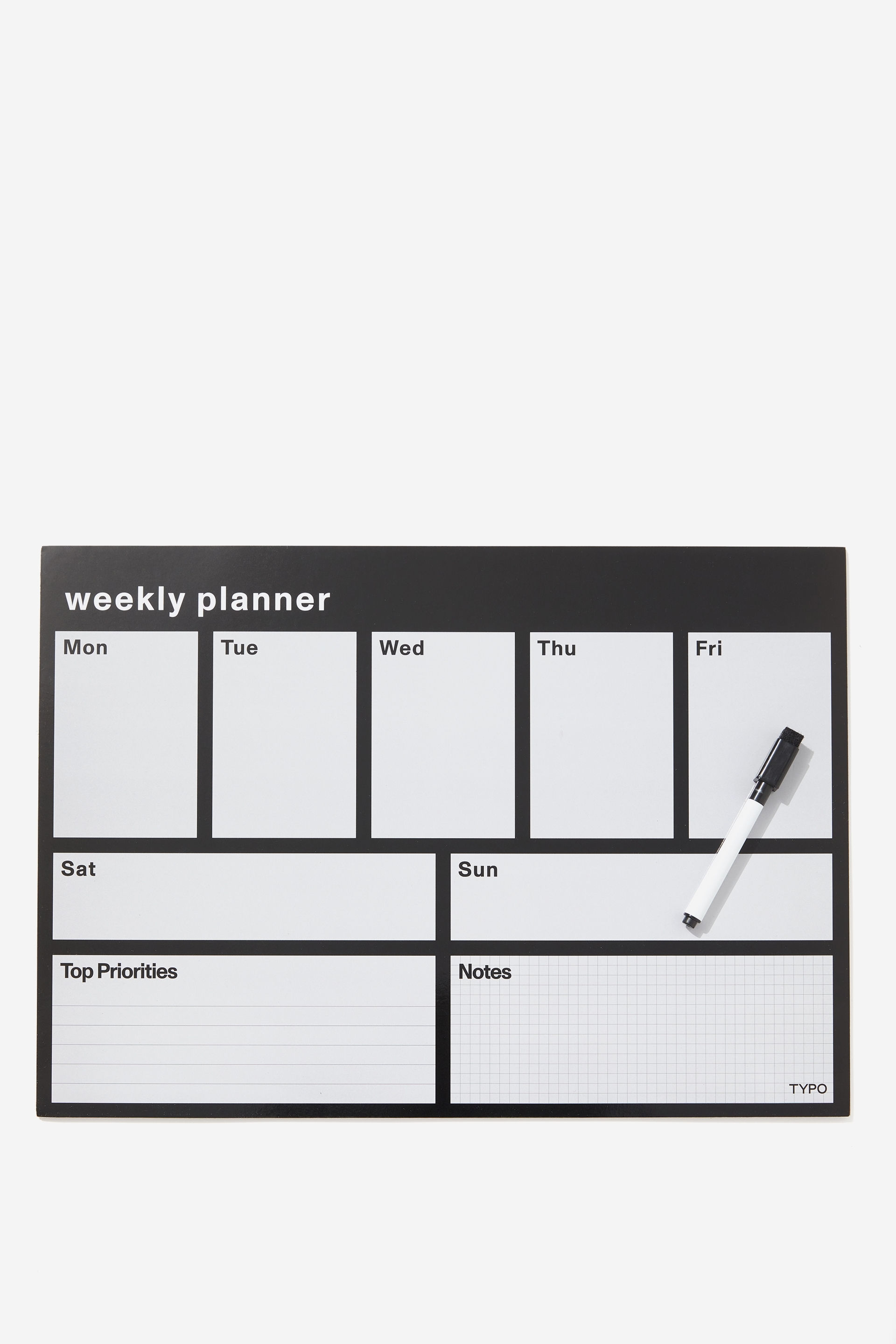 Typo - A3 Magnetic Planner - Black and white solid