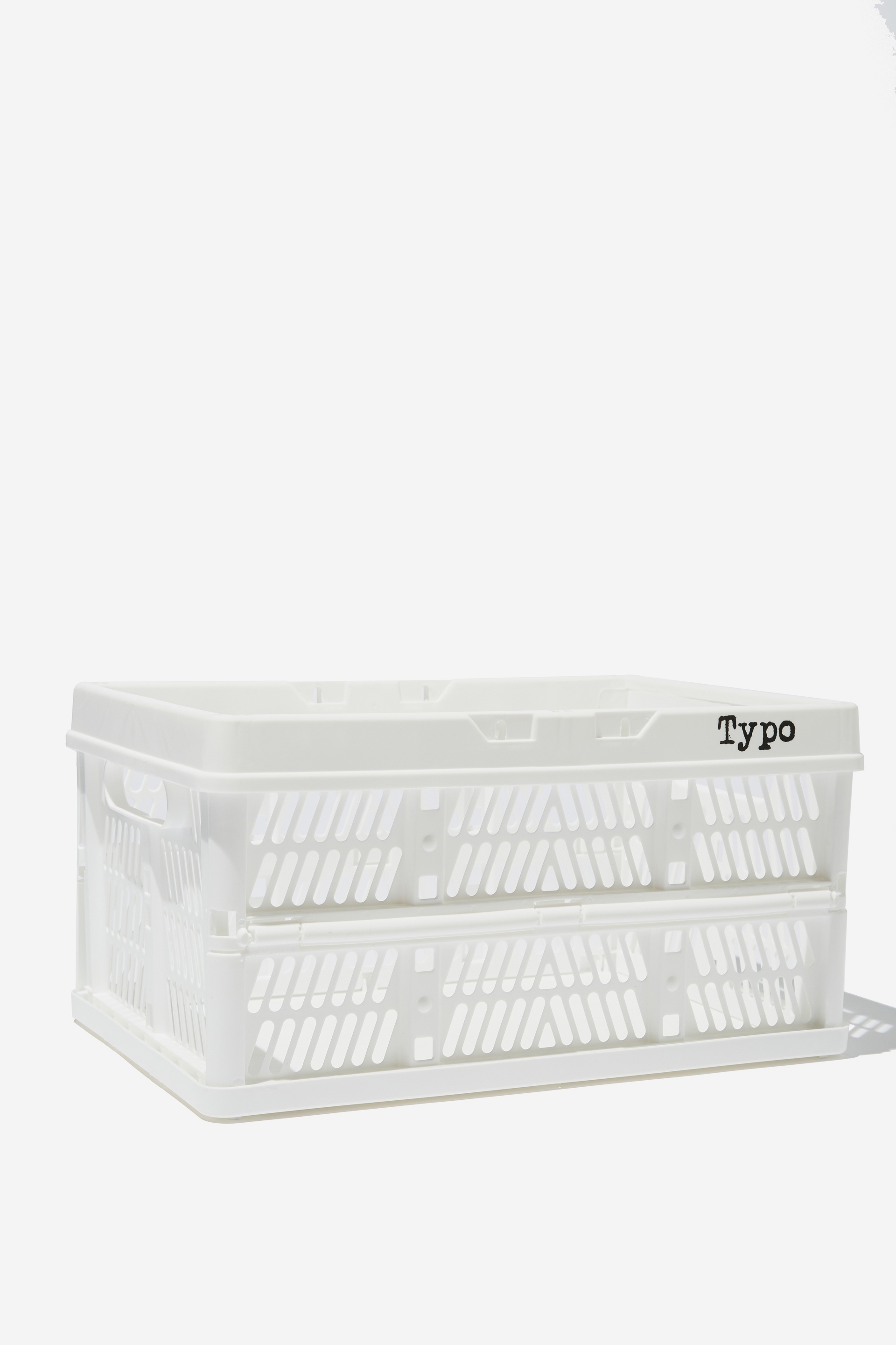Typo - Midi Foldable Storage Crate - White