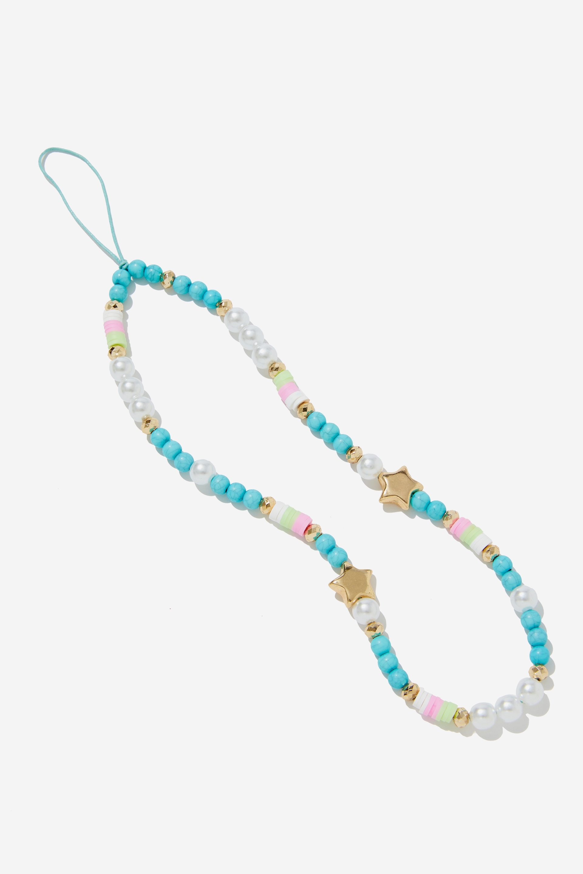 Typo - Carried Away Phone Charm Strap - Turquoise pearls