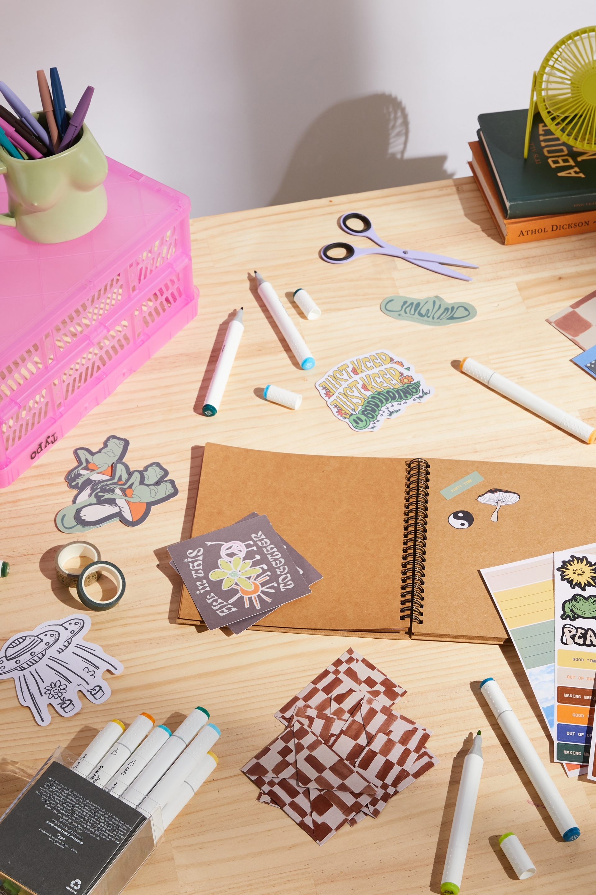 DIY Scrapbooking Kit -Album, Pens, Stencils ,Stickers & Washi