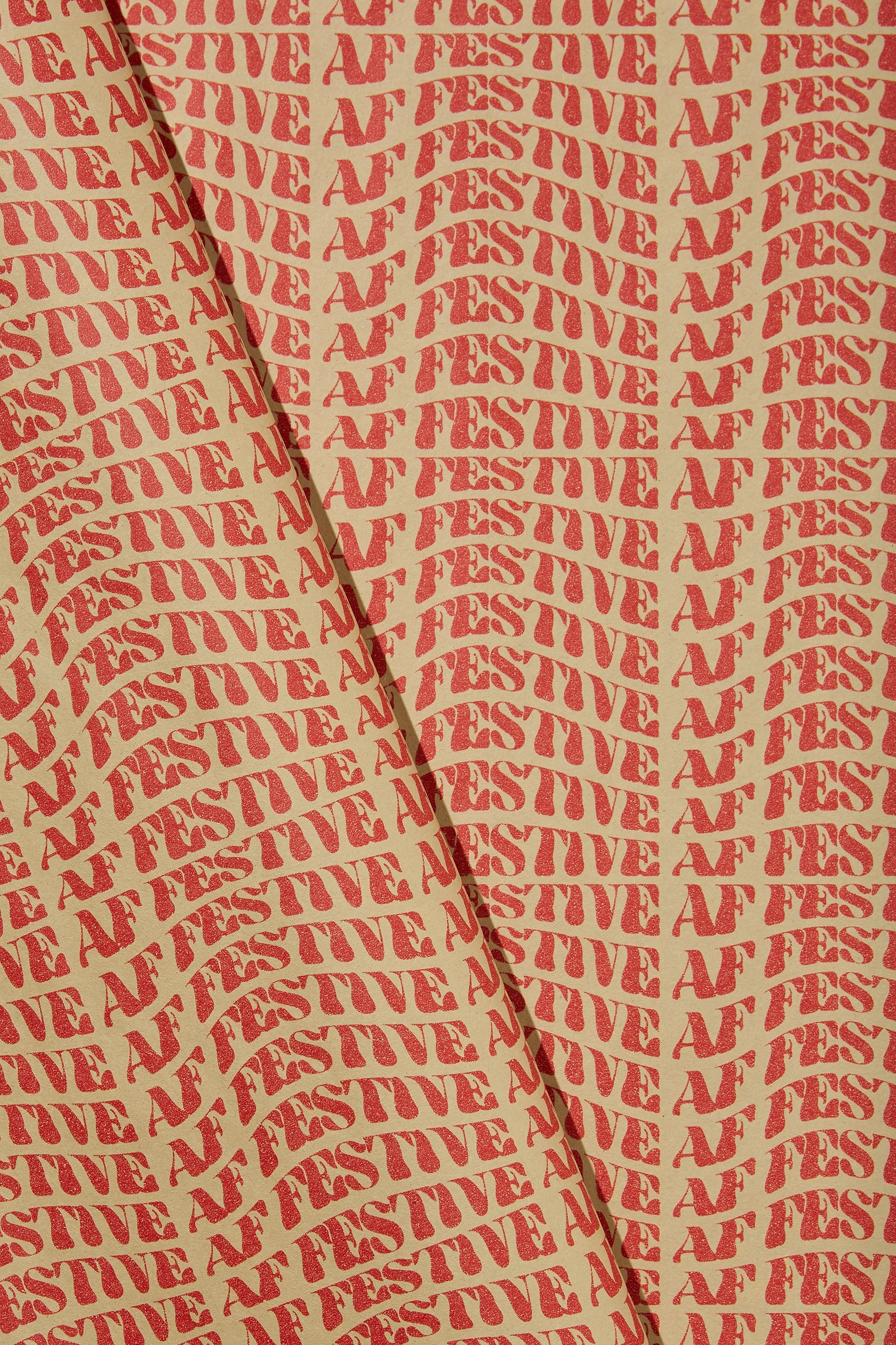 Typo - Wrapping Paper Roll - Festive af red kraft!
