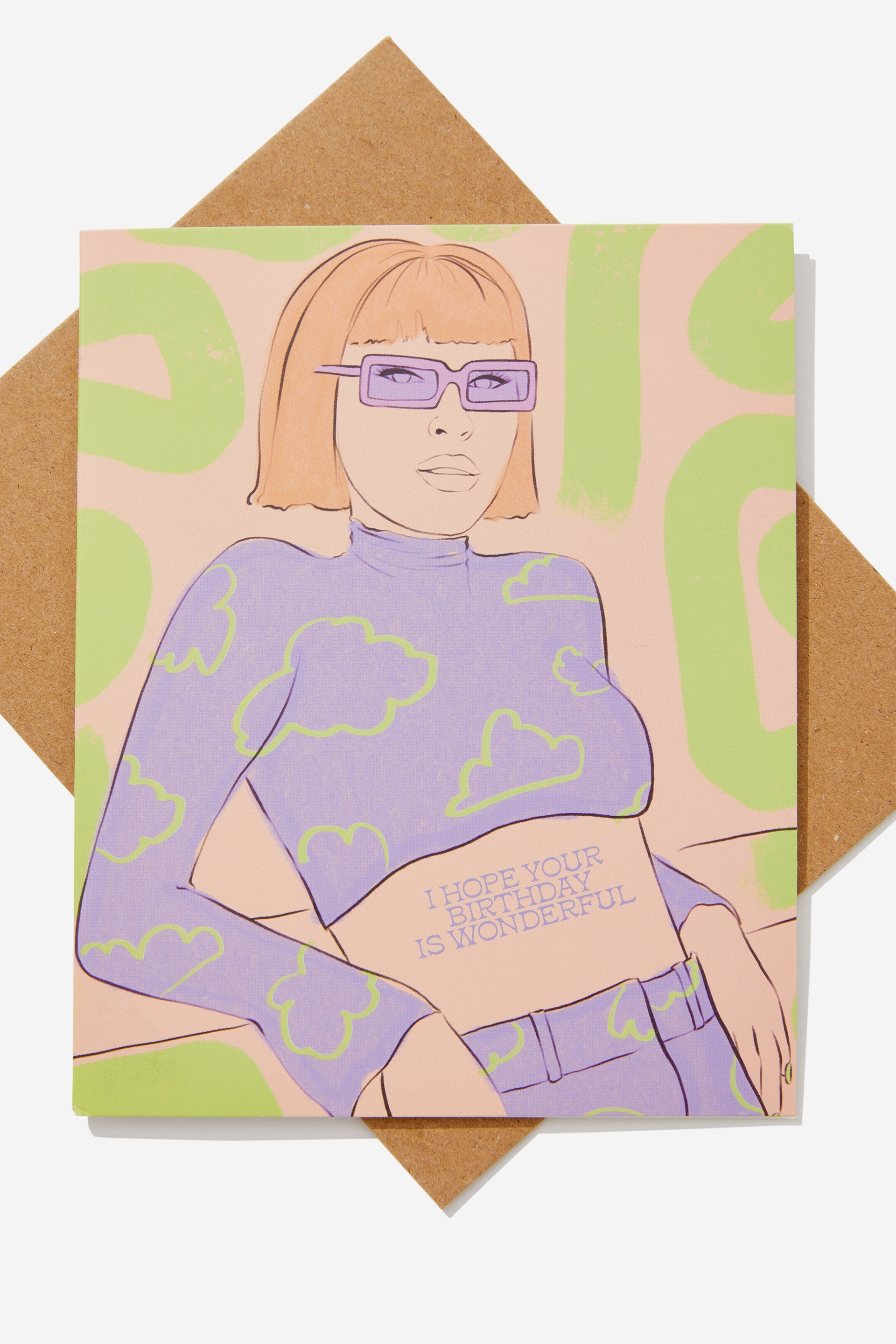 Typo - Nice Birthday Card - Neon girl in sunglasses