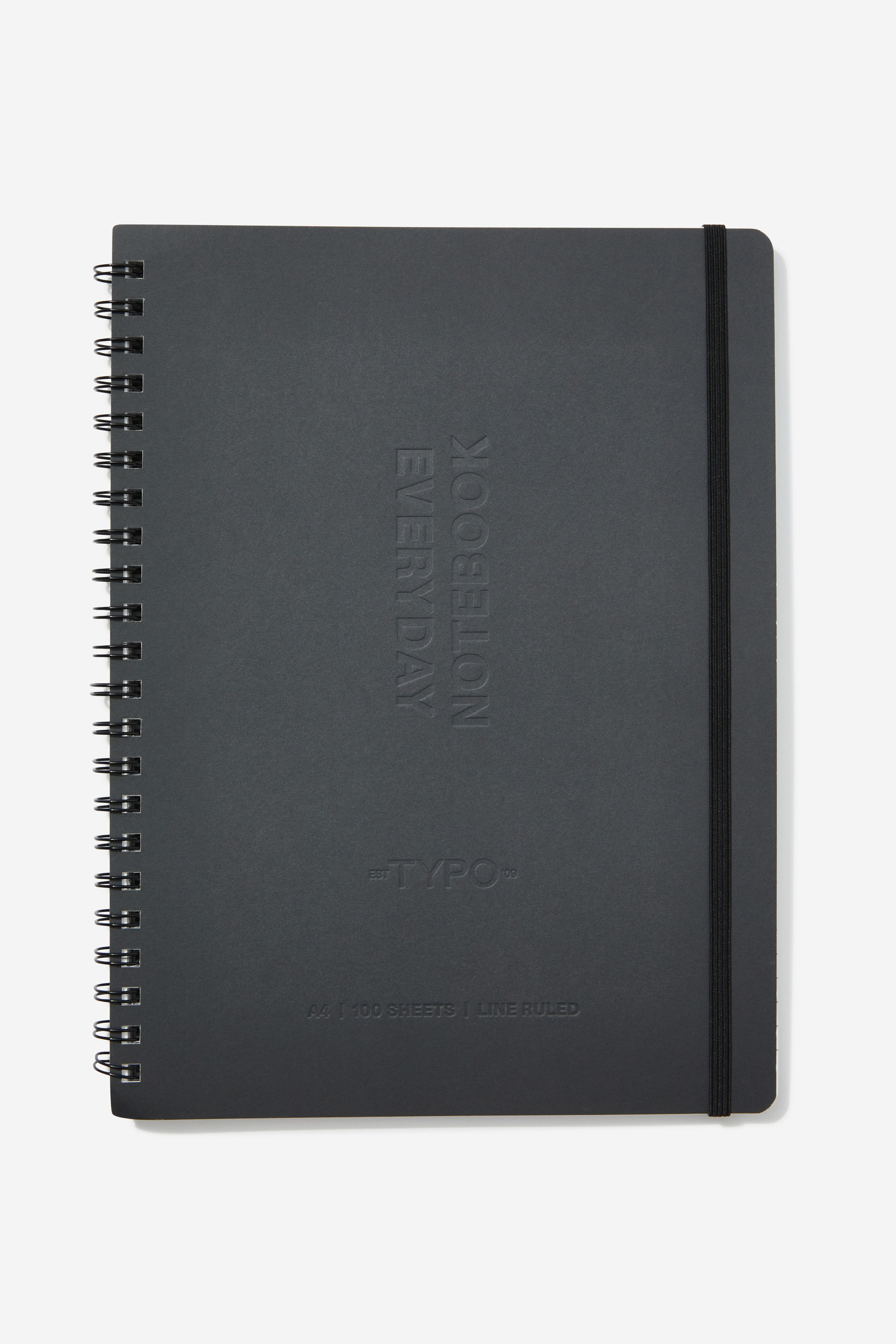 Typo - A4 Everyday Notebook - Black debossed