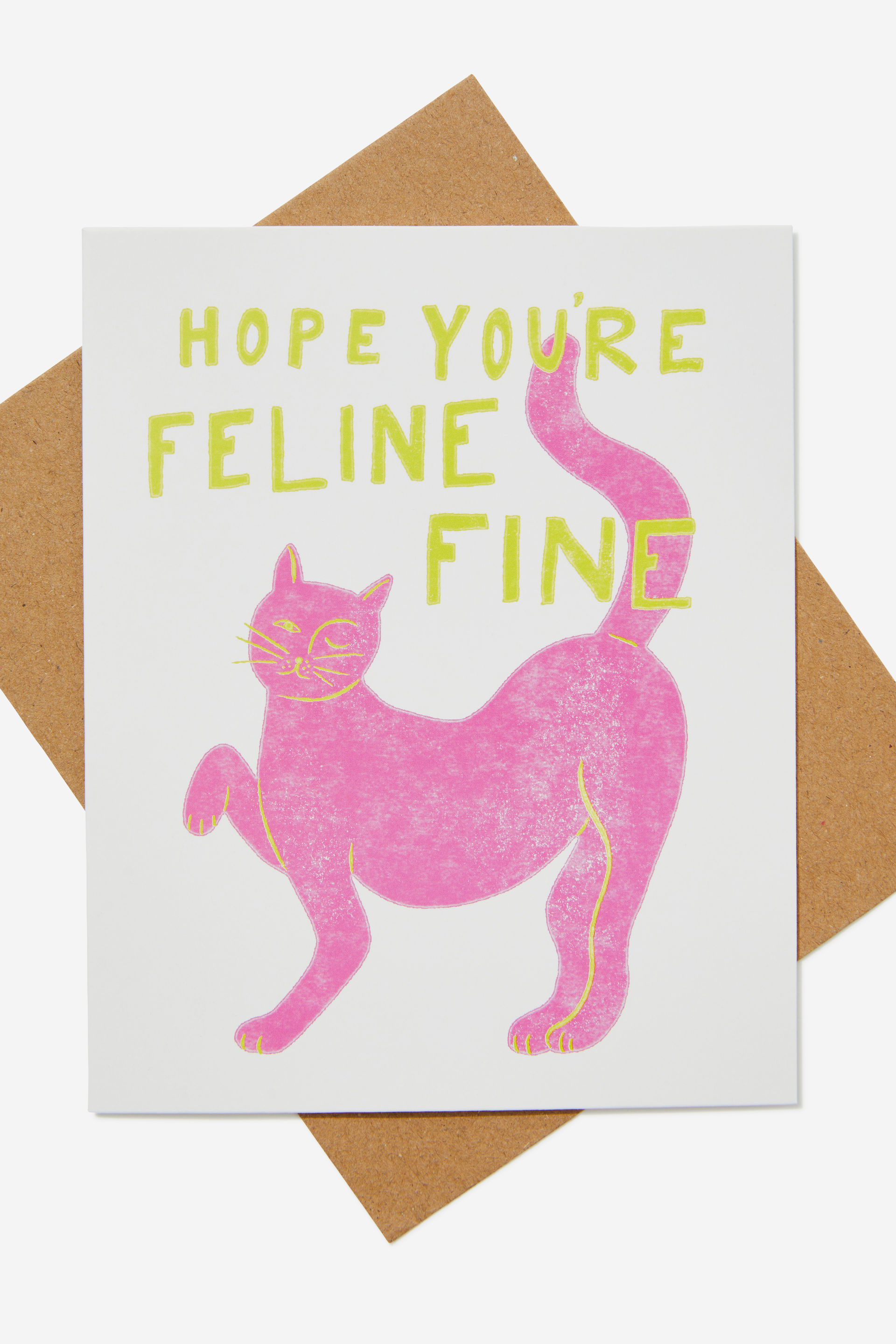 Typo - Nice Birthday Card - Hope you re feline fine