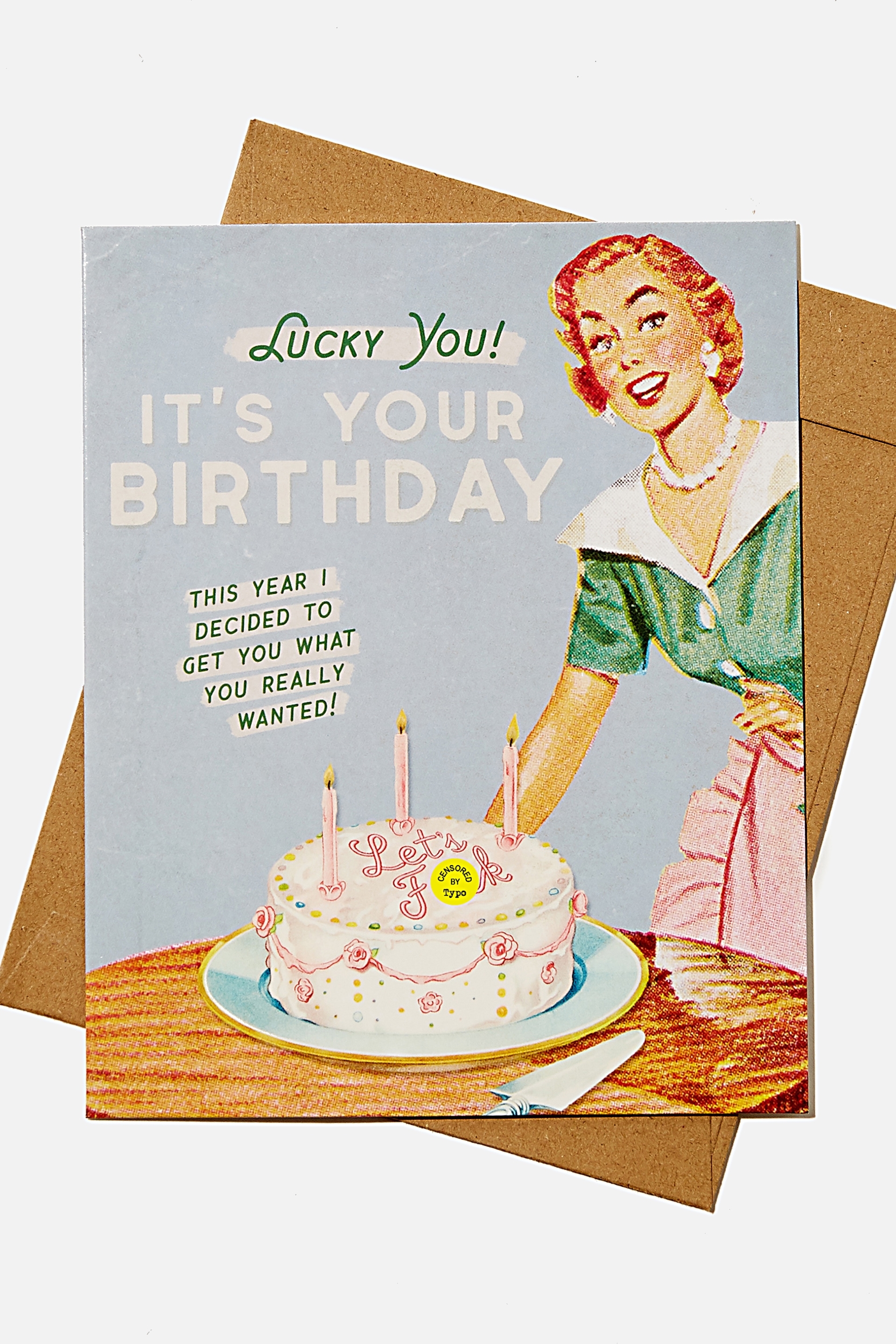 Typo - Funny Birthday Card - Rg lucky you cake!!