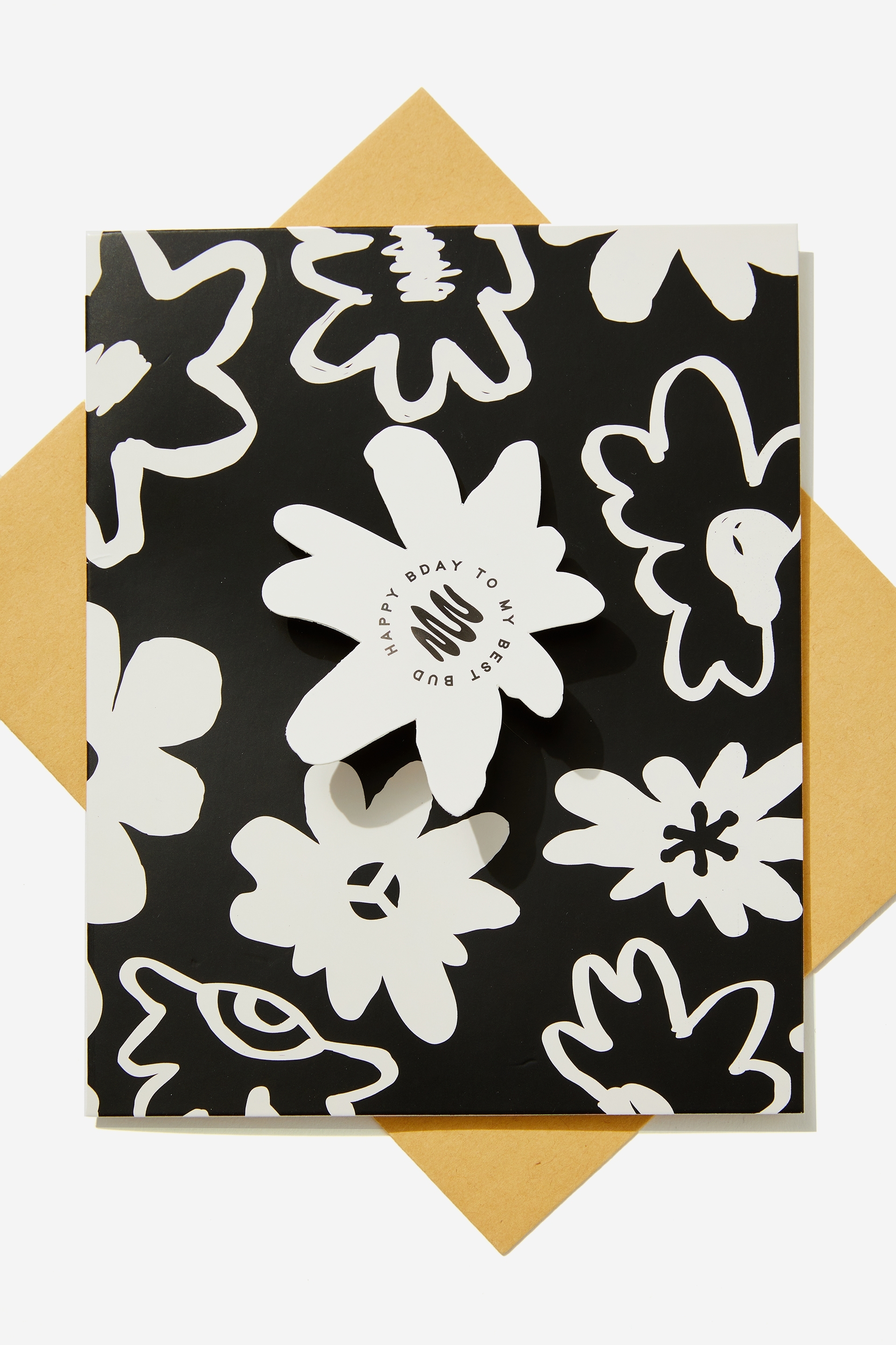 Typo - Premium Nice Birthday Card - Lulu floral black and white