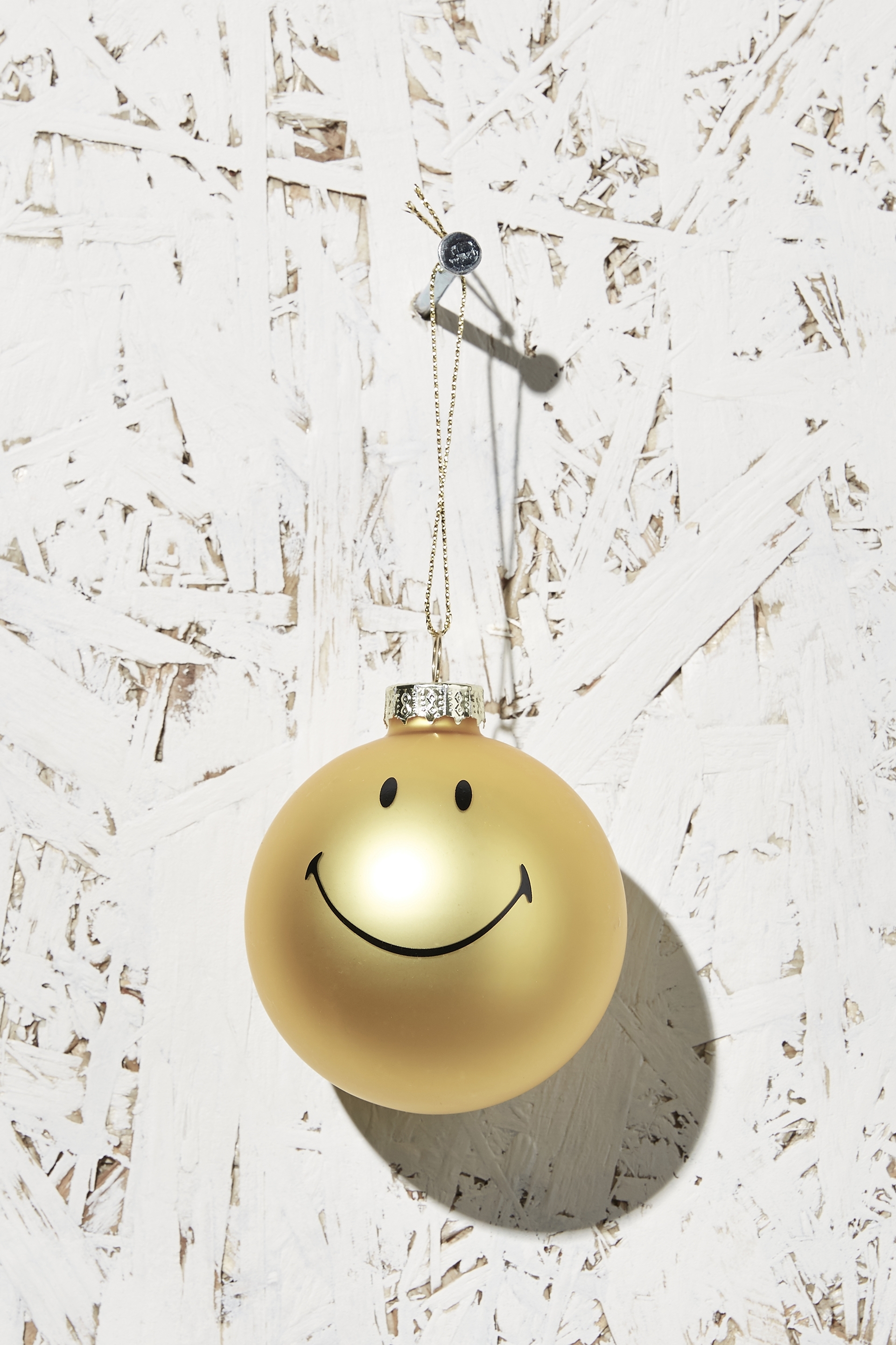 Typo - Small Glass Christmas Ornament - Lcn smi smiley yellow face