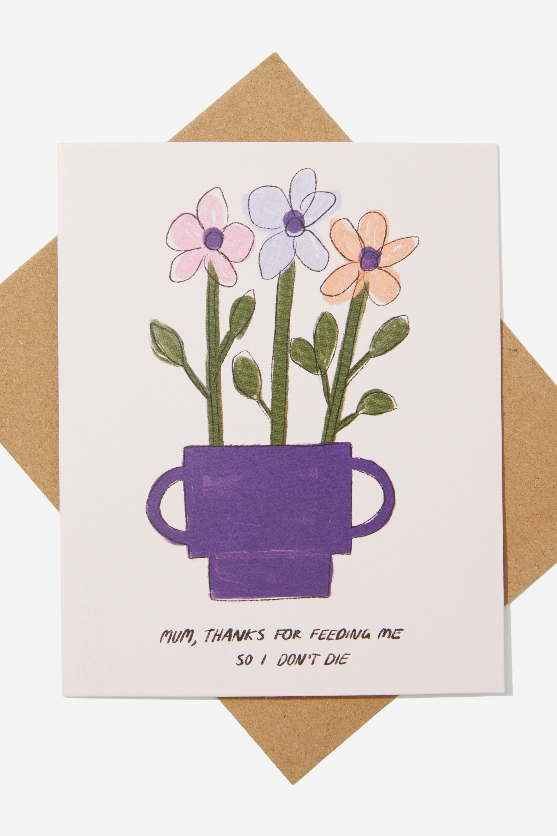 Typo - Mothers Day Card 2024 - Mum thanks for feeding me vase