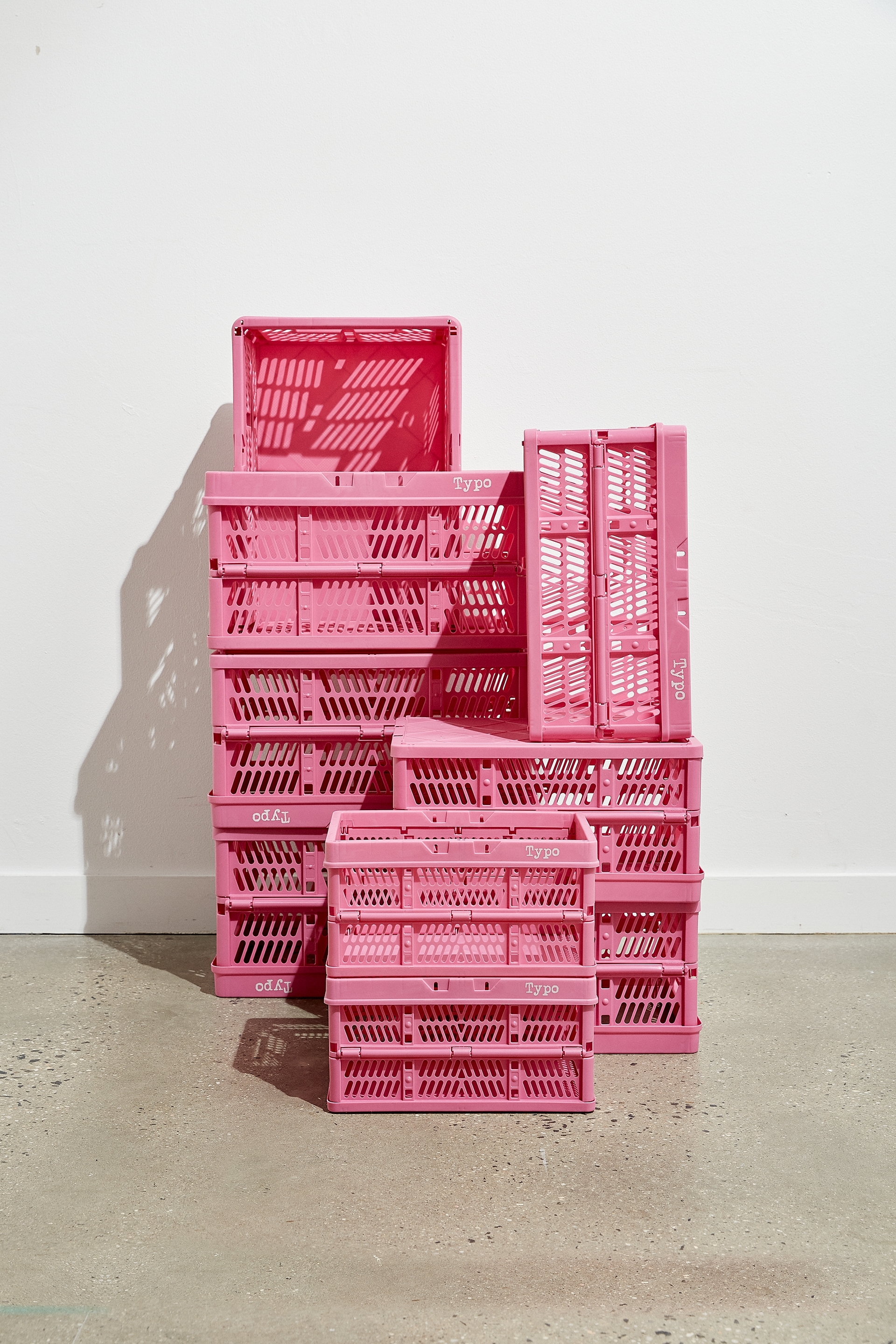 Typo - Midi Foldable Storage Crate - Pink guava