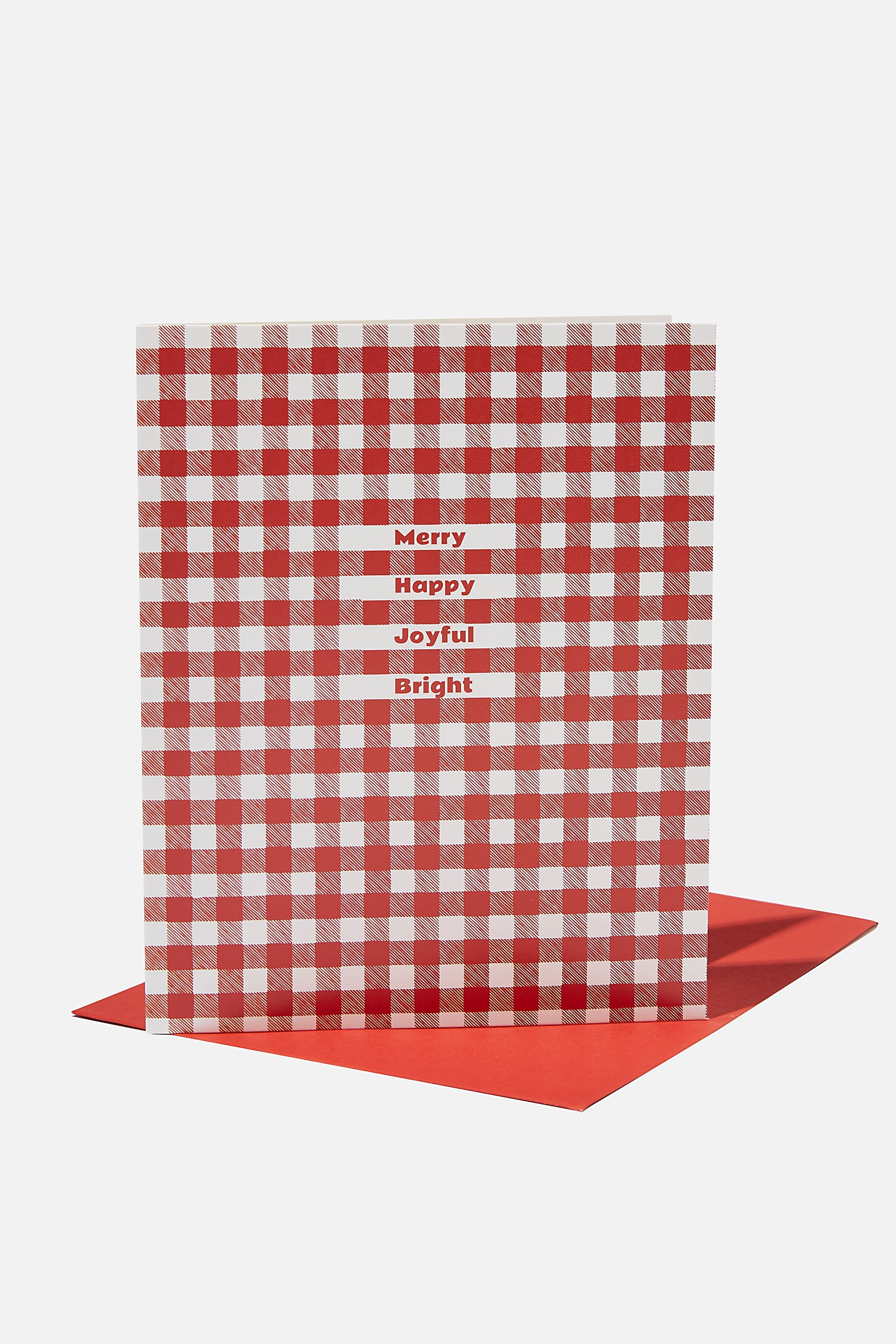 Typo - Christmas Card 2021 - Red gingham joyful bright
