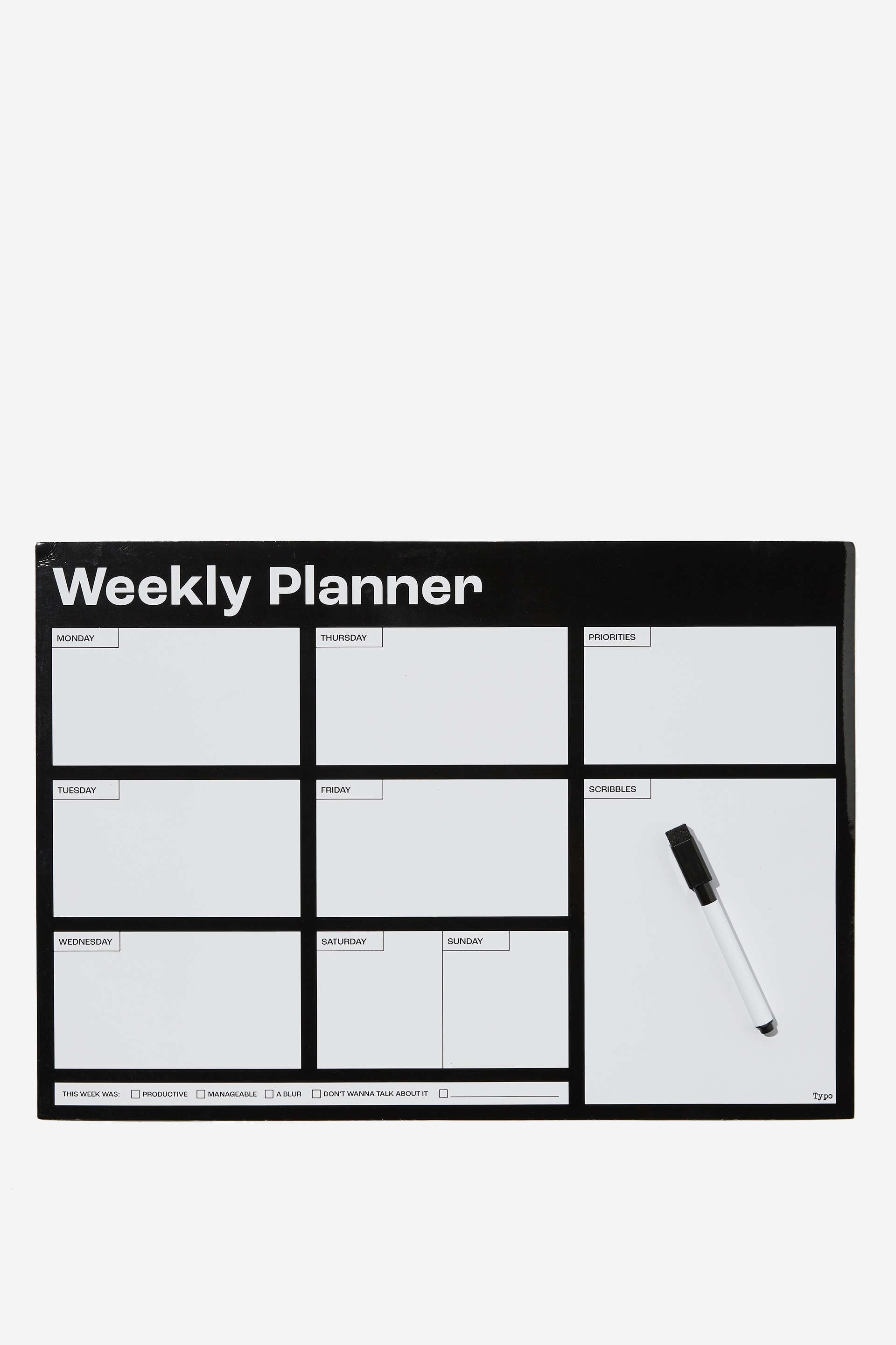 Typo - A3 Magnetic Planner - Black weekly planner