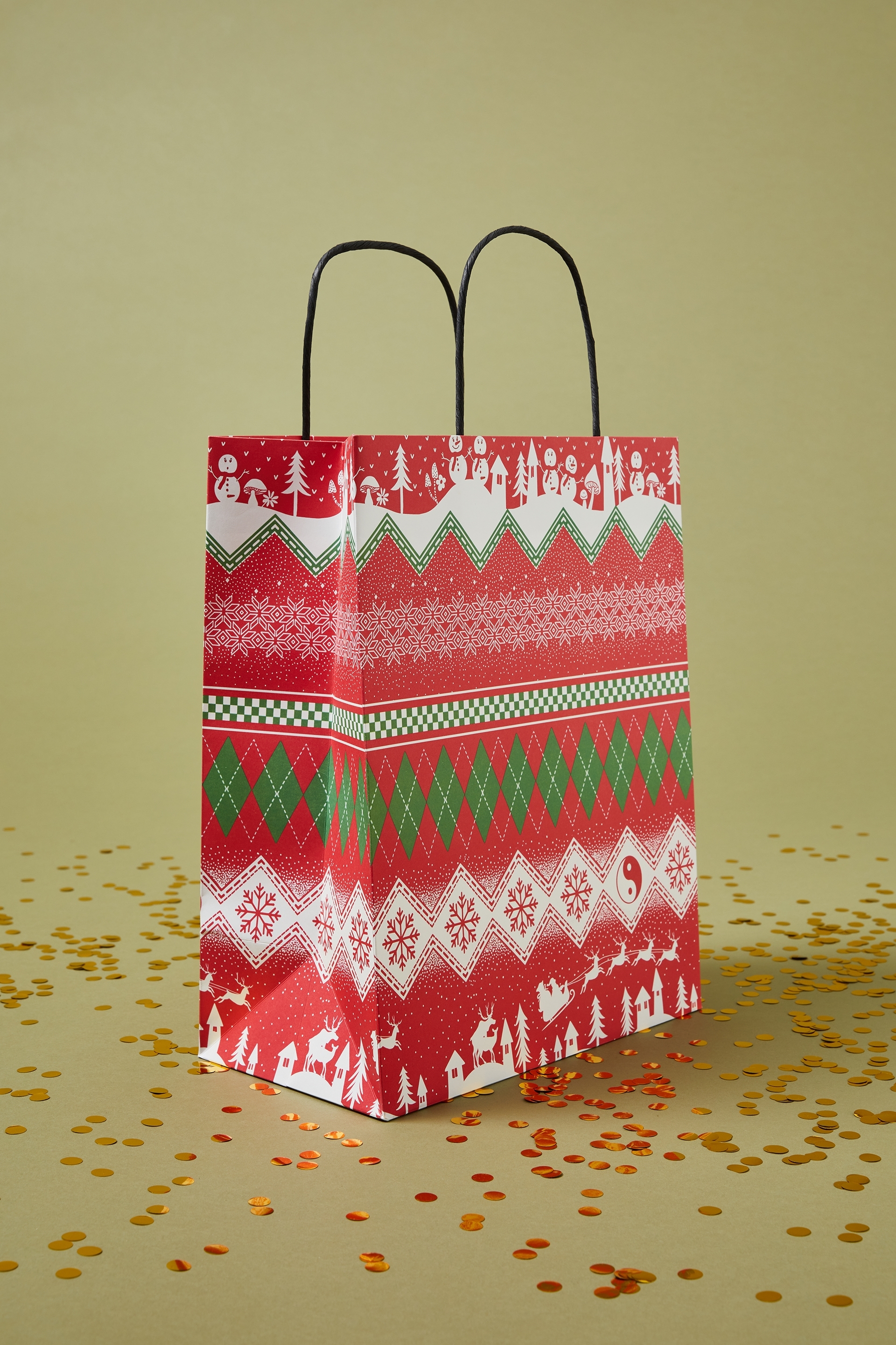 Typo - Get Stuffed Gift Bag - Medium - Red/green fairisle