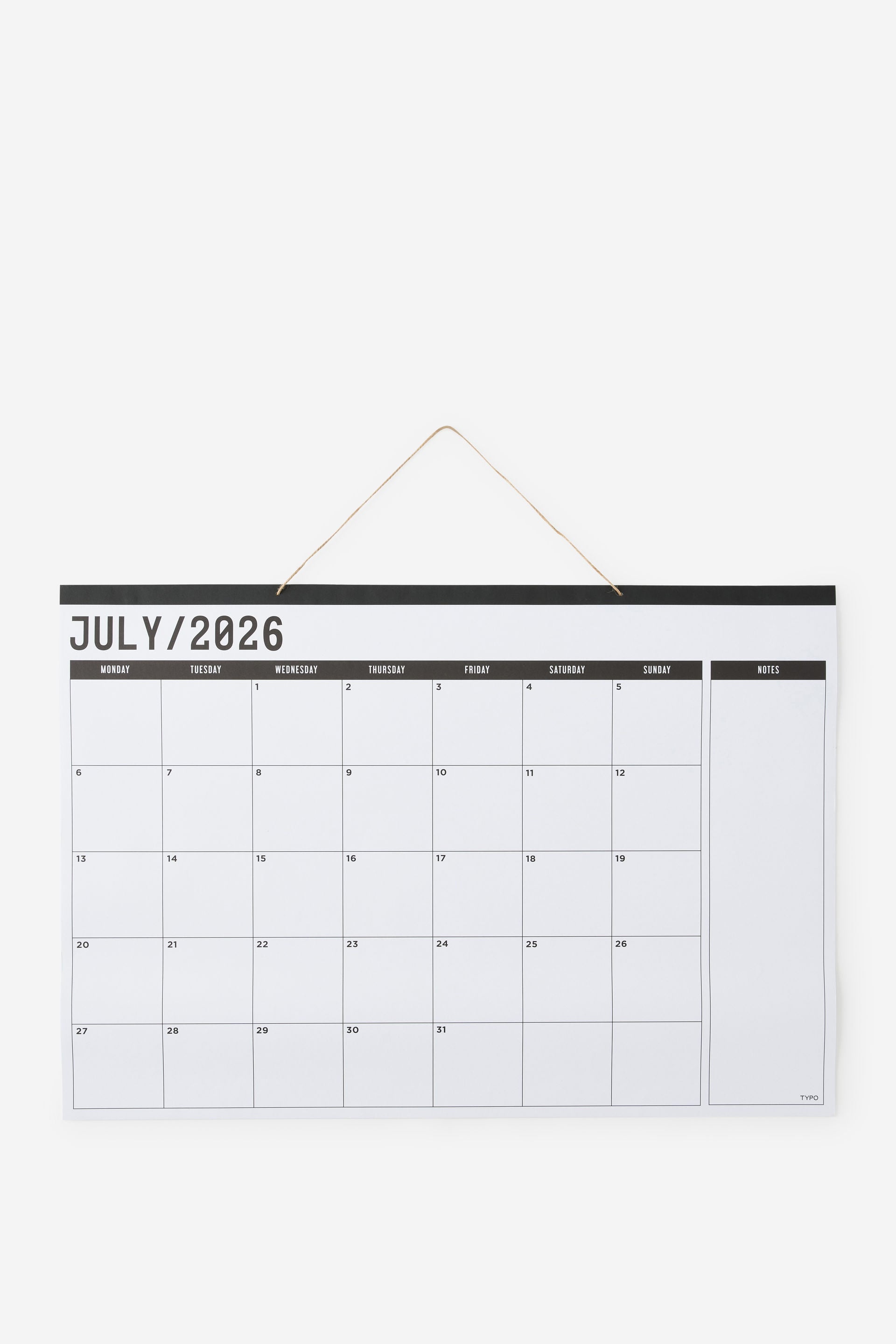 Typo 2026 Wall Calendar - Plan with Style