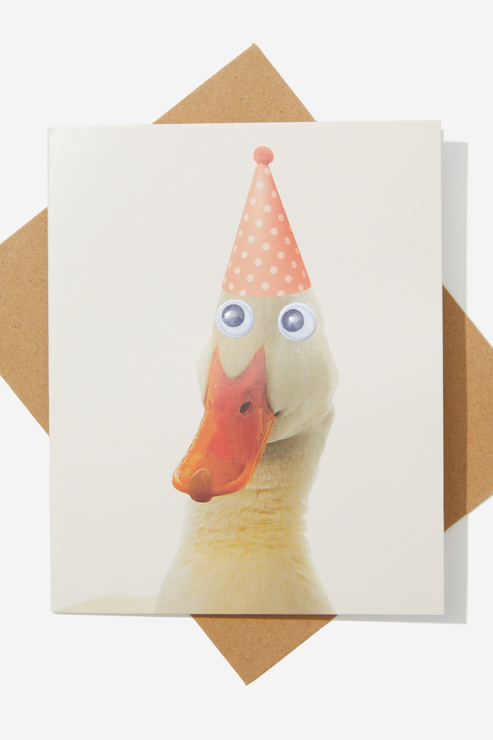 Typo - Premium Funny Birthday Card - Duck party hat googly eyes