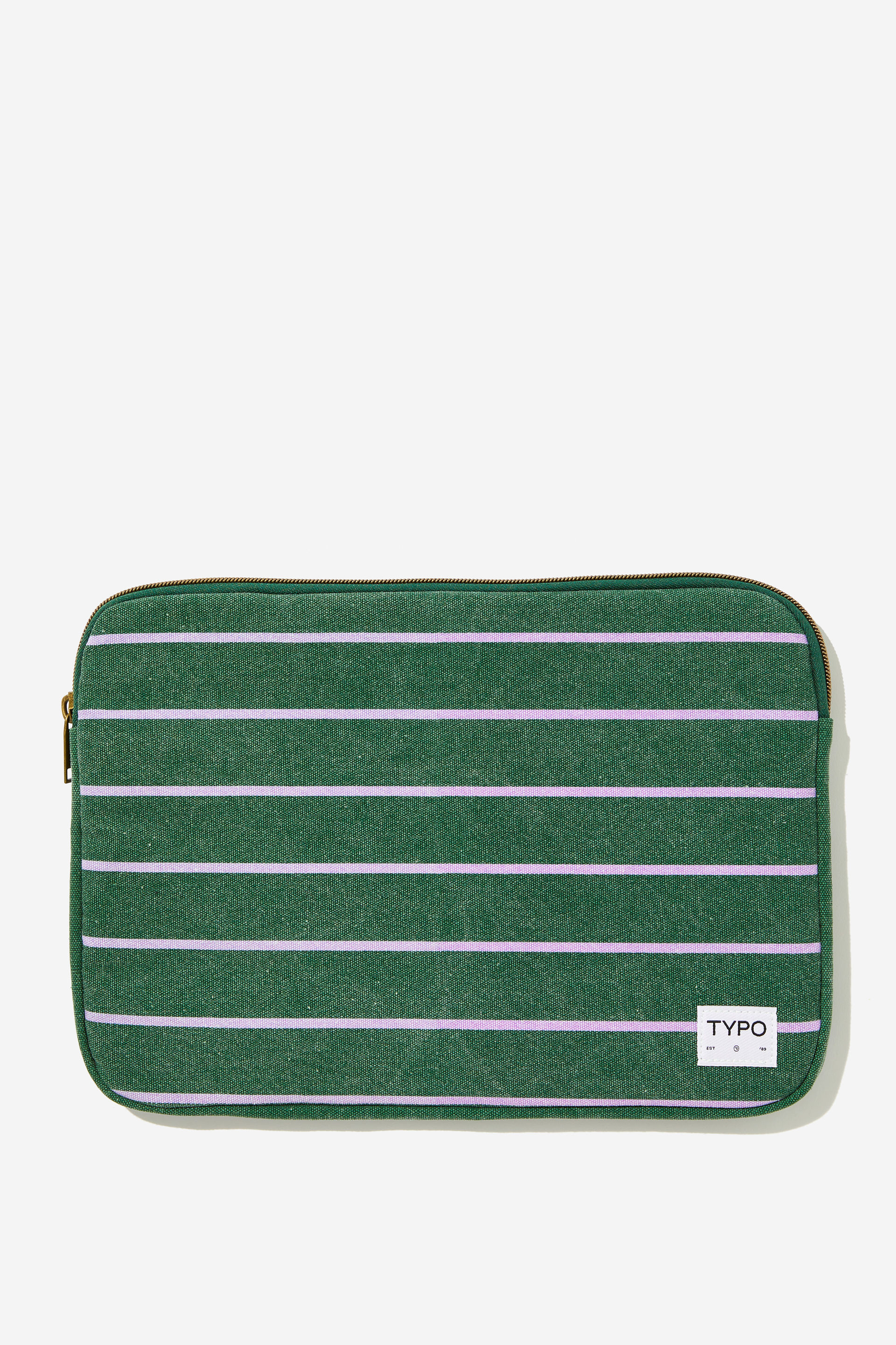 Typo - Take Me Away 13 Inch Laptop Case - Varsity stripe/ heritage green & soft lilac