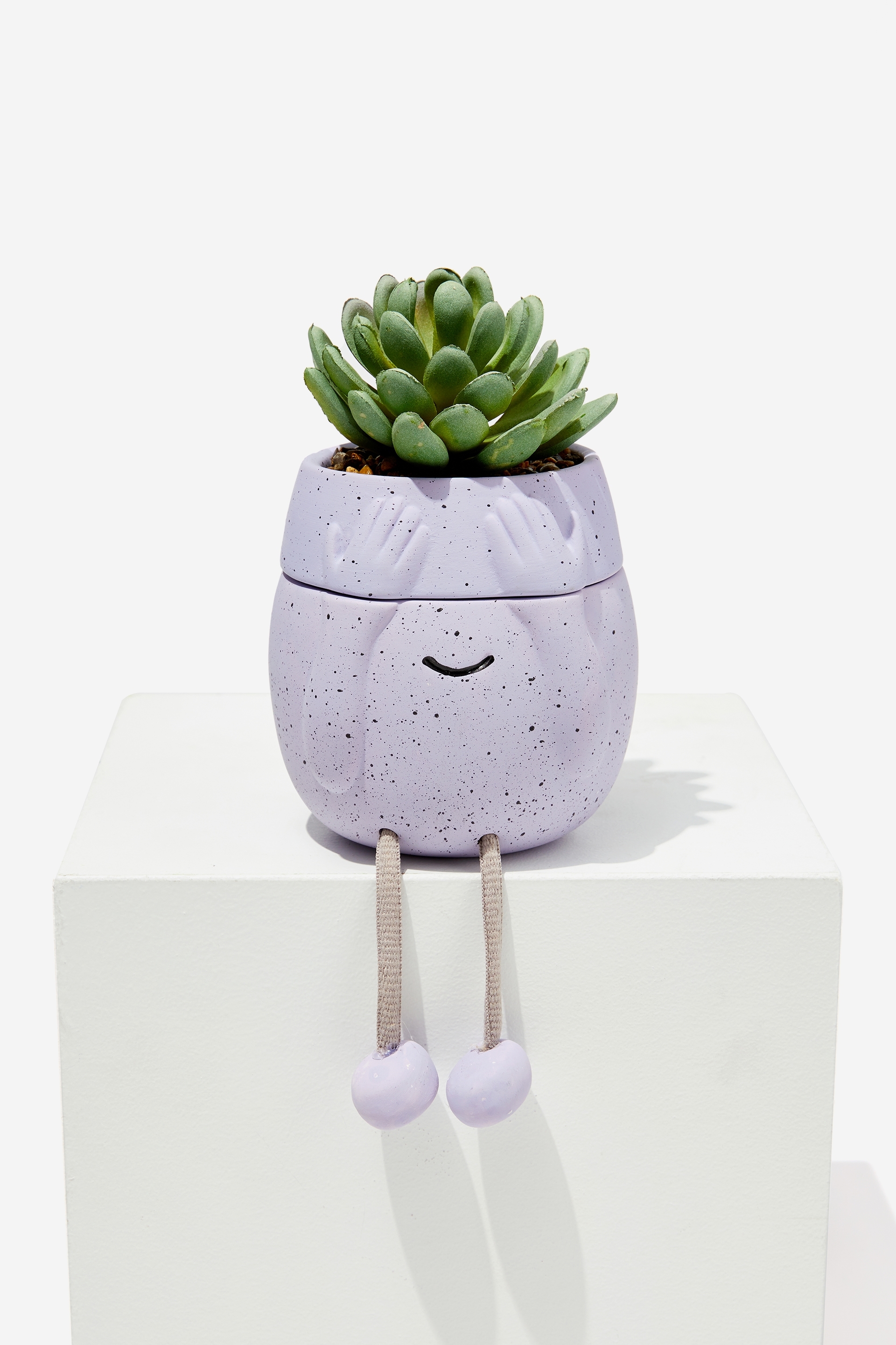 Typo - Stashed Away Mini Planter - Pale lilac face rope legs