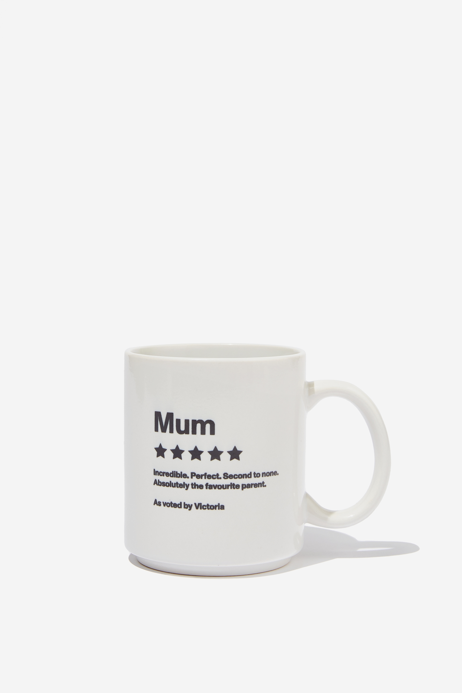 Typo - Personalised Mothers Day Mug - Mum as voted by white