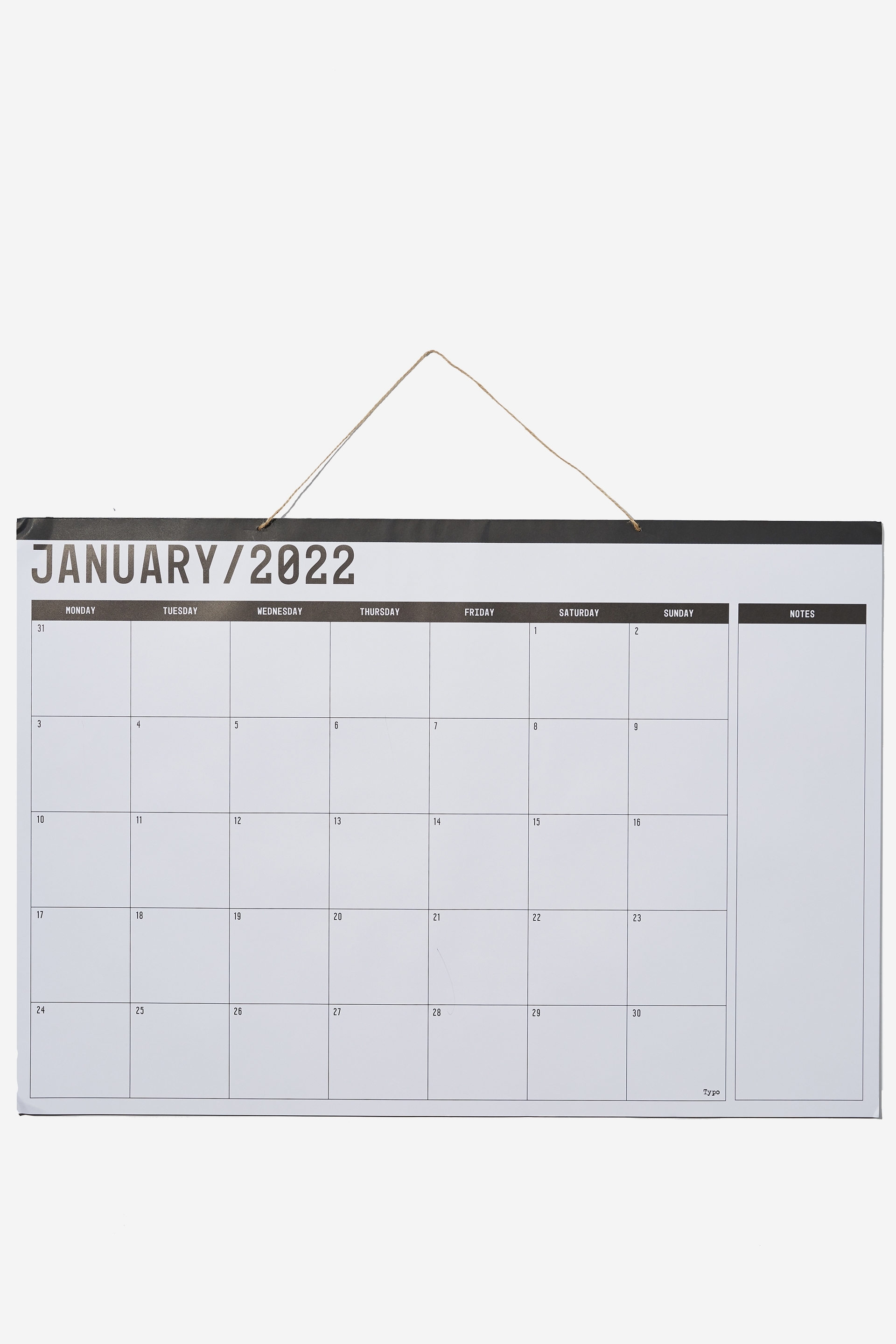 Typo - 2022 A1 Hanging Calendar - White