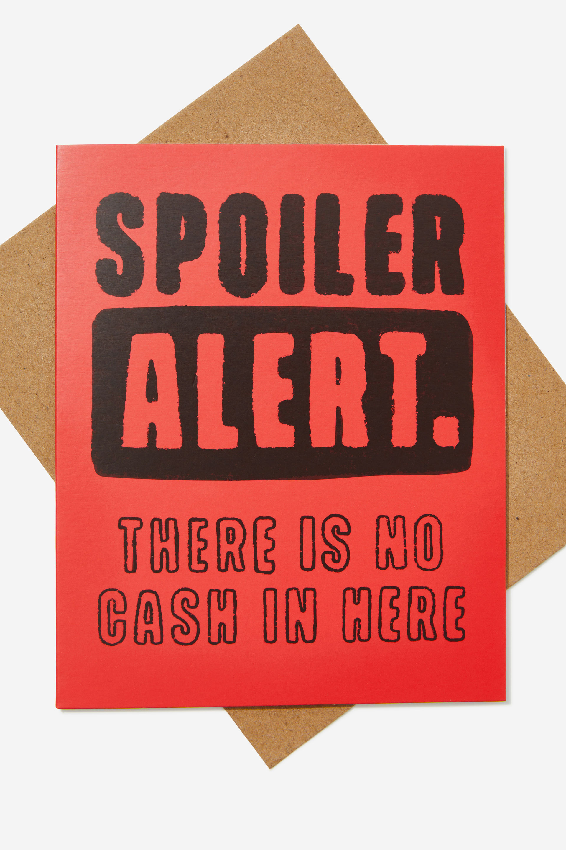 Typo - Funny Birthday Card - Spoiler alert no cash red