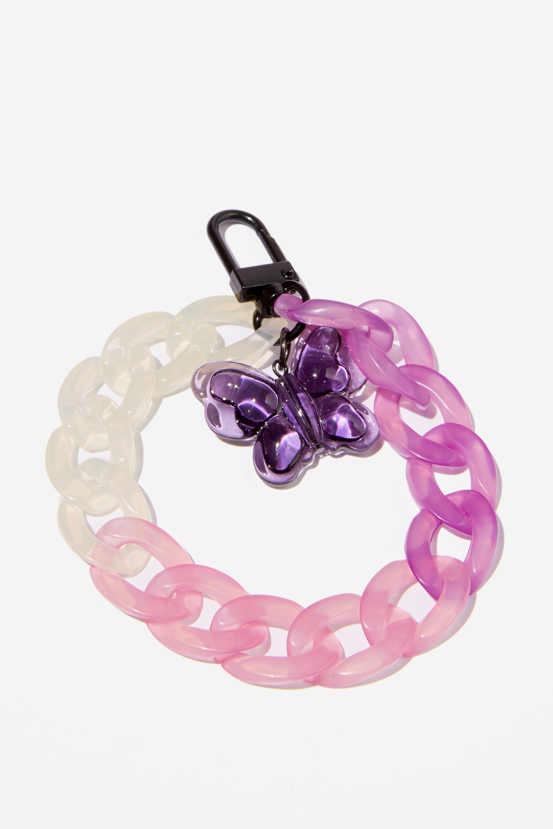 Typo - Trinket Bag Charm - Ombre purple chain & butterfly