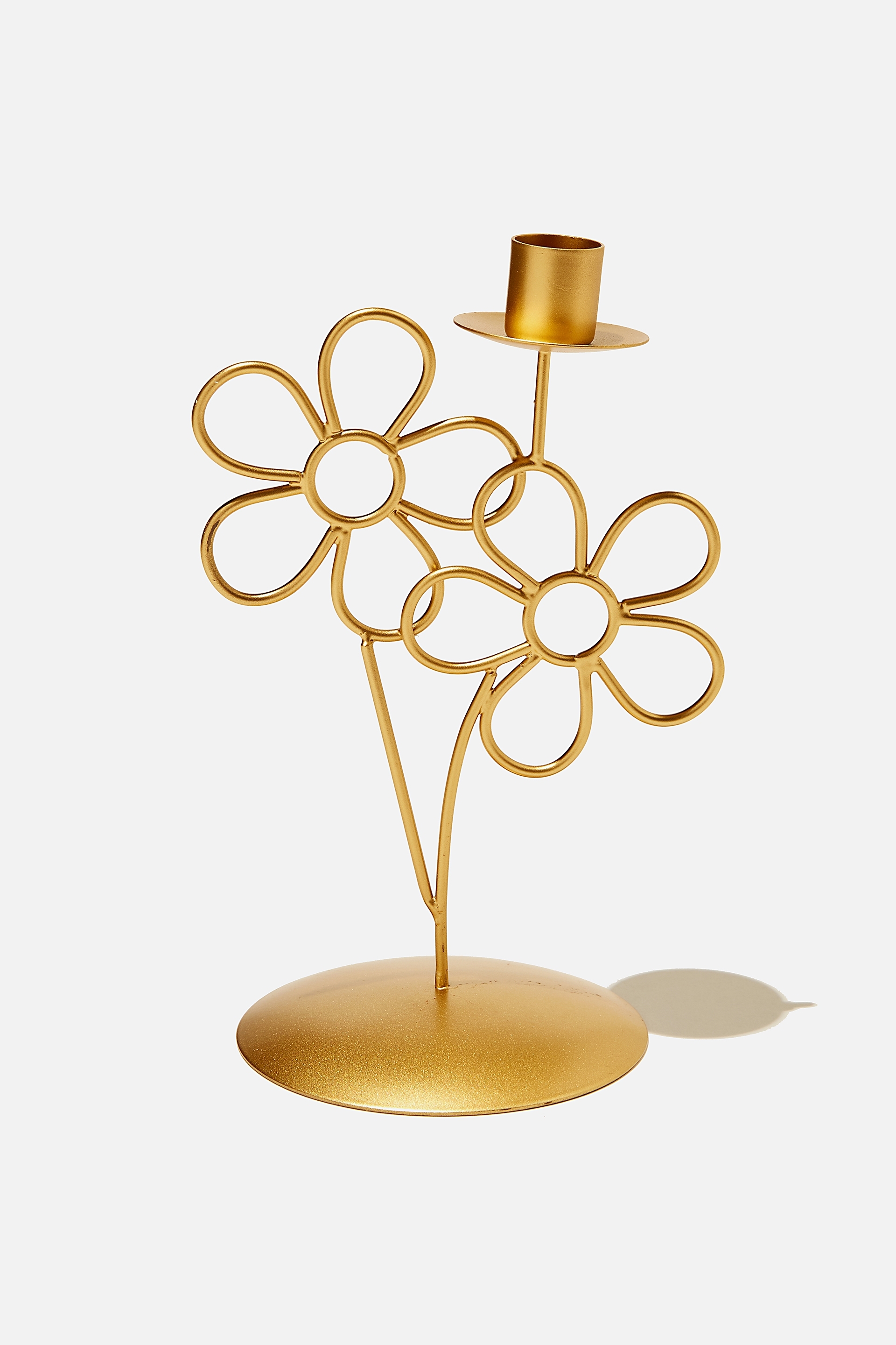 Typo - Metal Shaped Candle Holder - Gold daisies