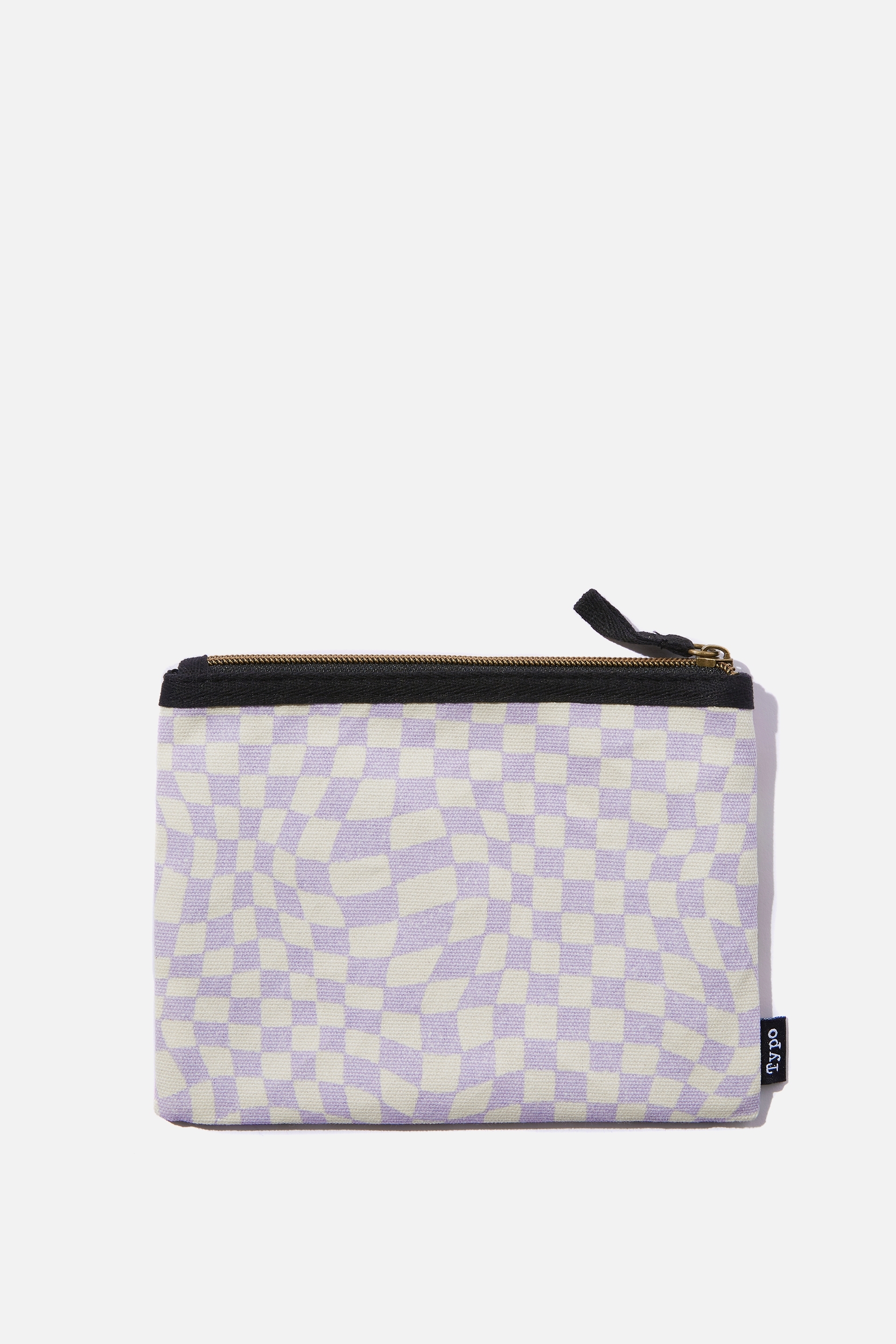 Typo - Spinout Pencil Case - Warp checkboard lilac & floral
