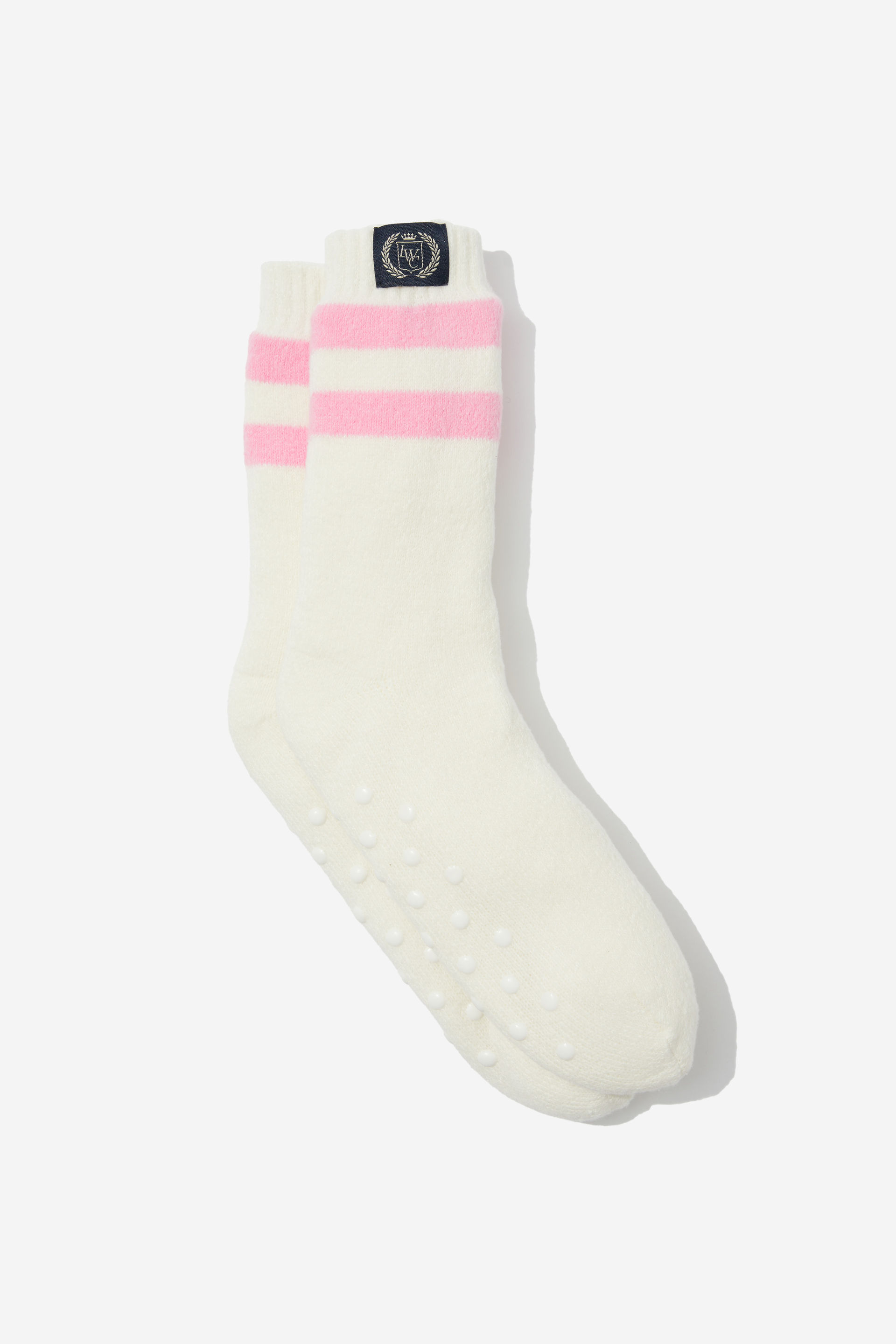 Typo - Slounge Around Slipper Sock - Ecru rosa powder stripe