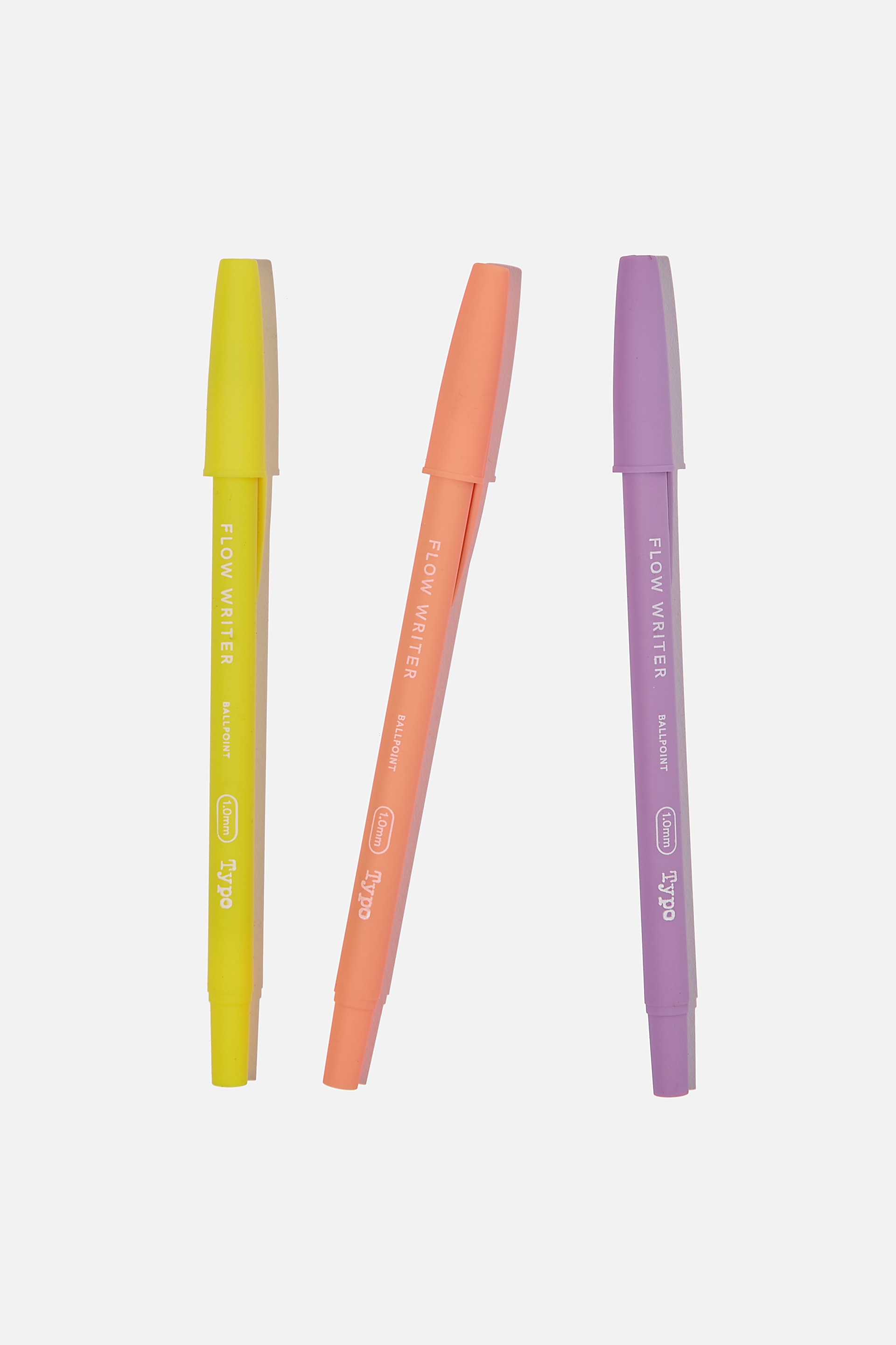 Typo - Black Ink Flow Writer Pen 3Pk - Lilac, peach & yellow