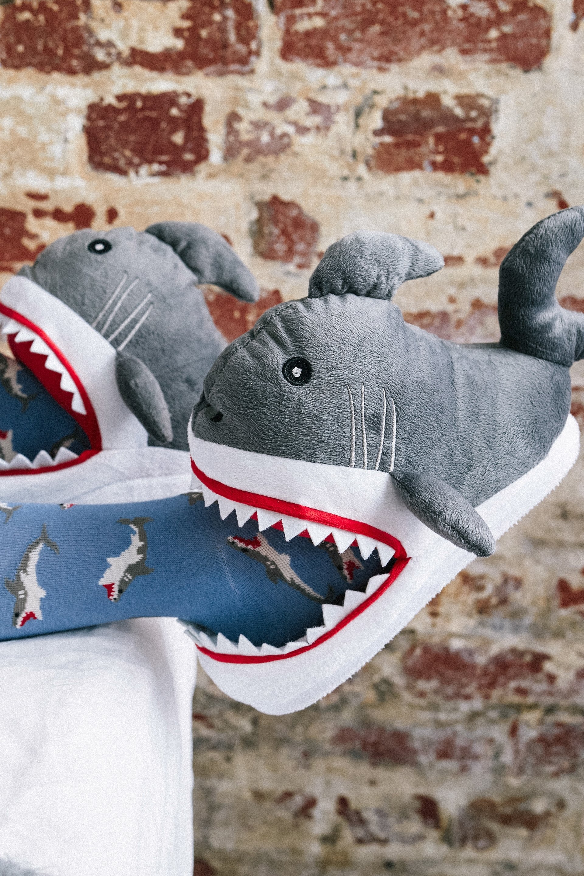 shark eating feet slippers