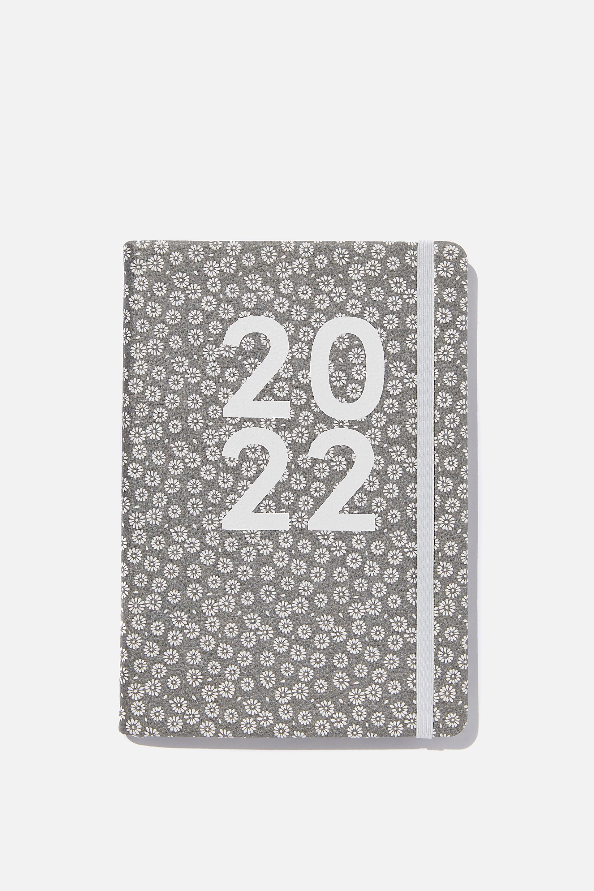 Typo - 2022 A5 Weekly Buffalo Diary - Stamped daisy greyscale