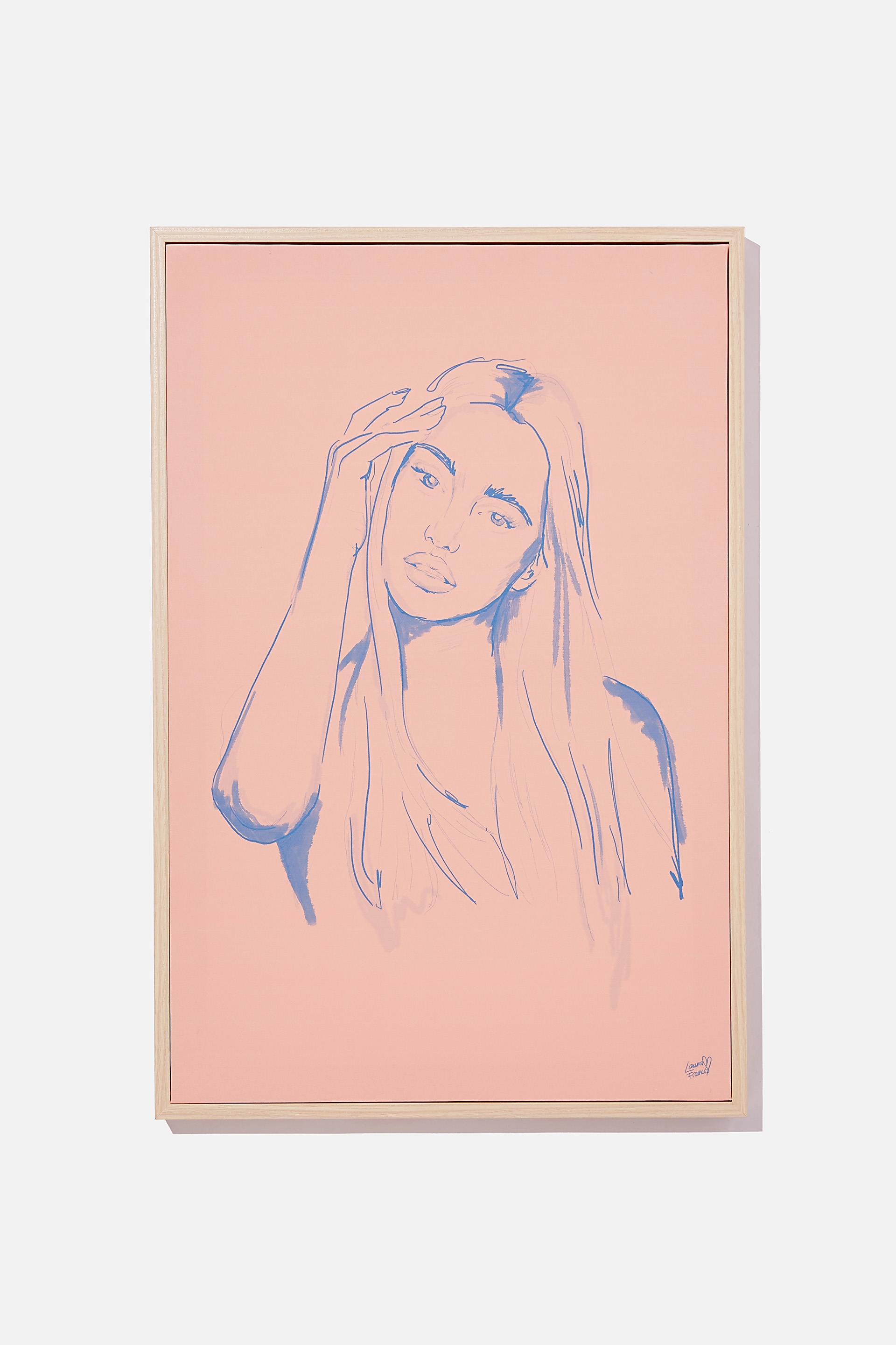 Typo - 40 X 60 Canvas Art - Peach girl illustration laura francis