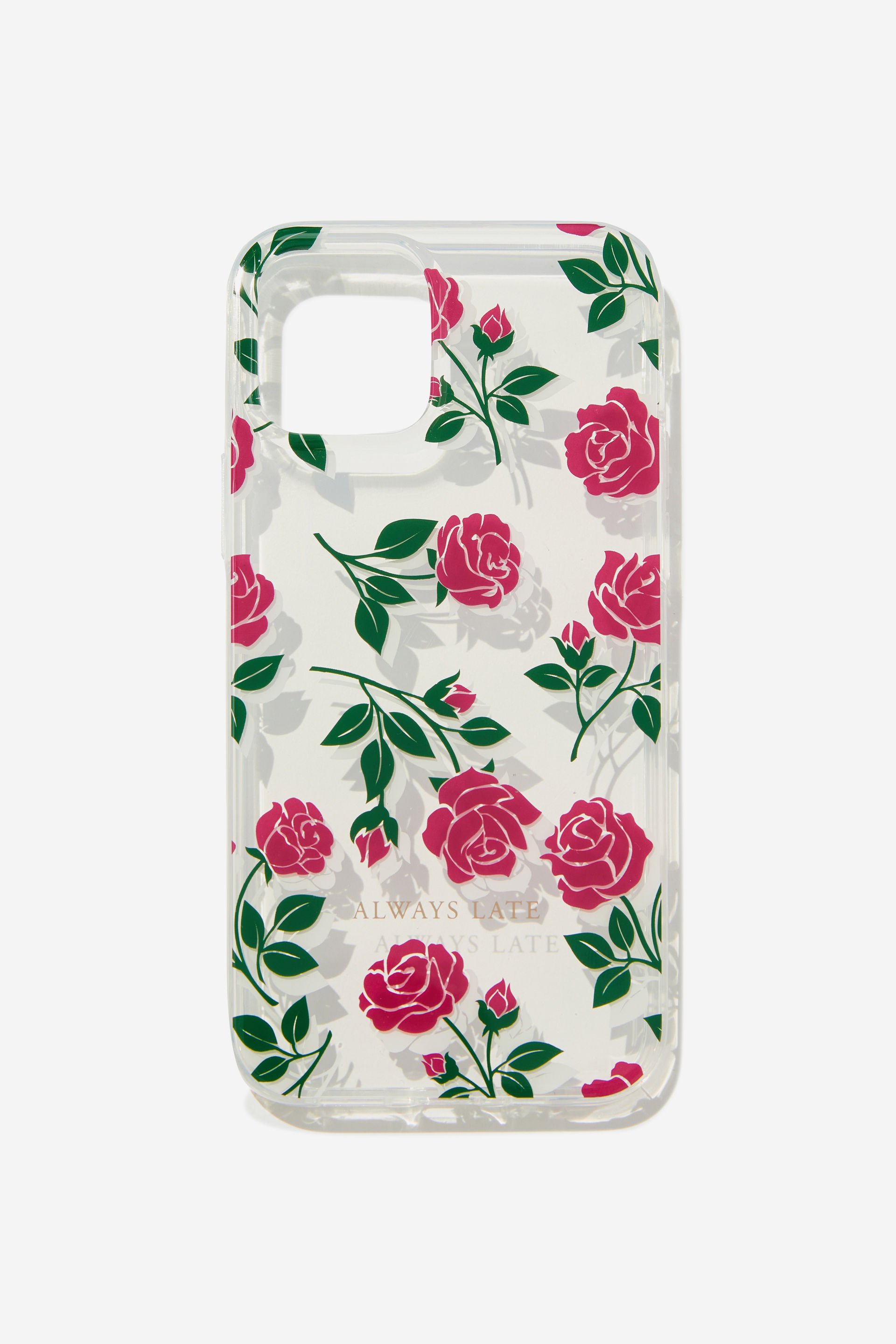 Typo - Graphic Phone Case Iphone 12-12 Pro - Always late roses / clear