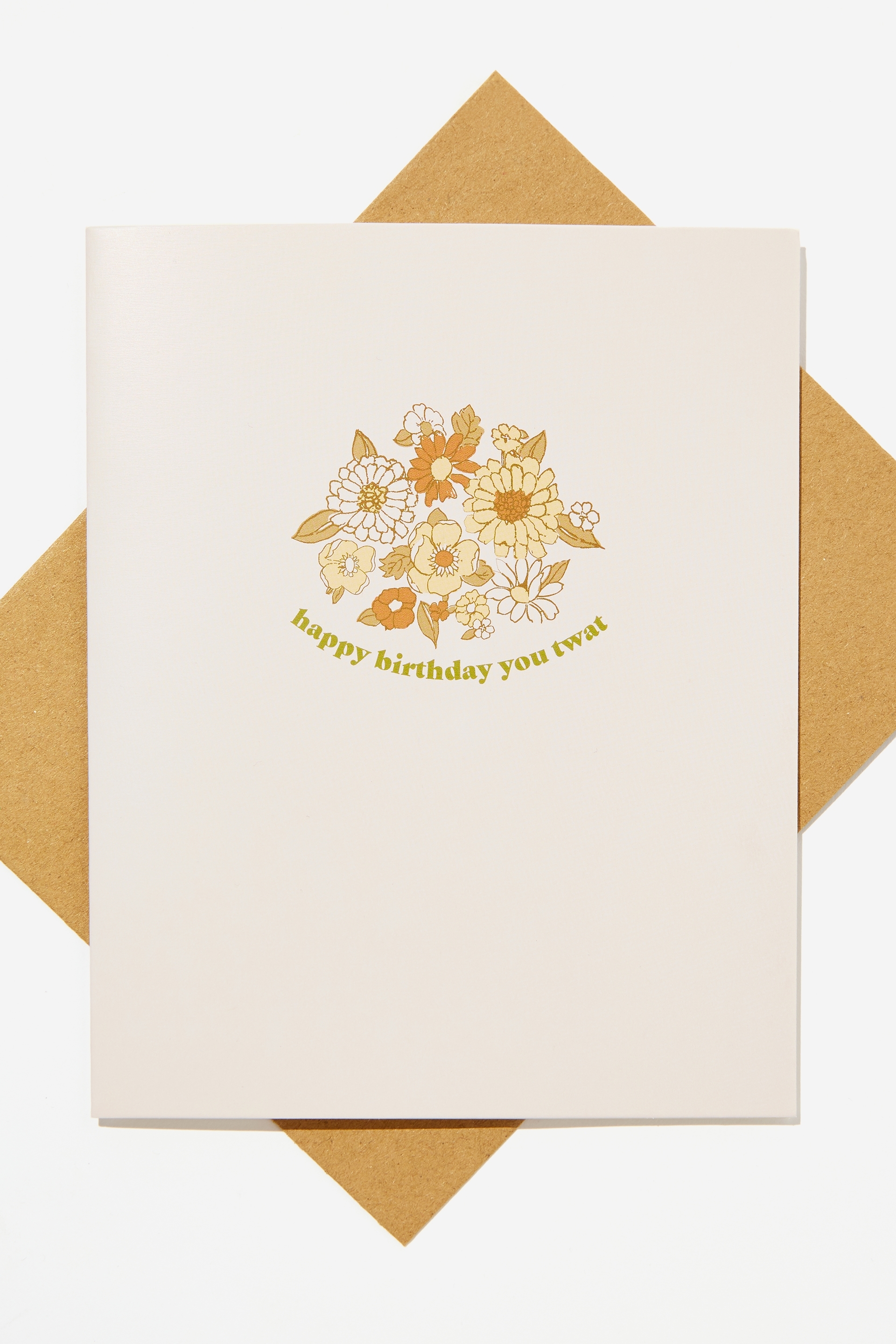 Typo - Funny Birthday Card - Rg uk you twat floral!