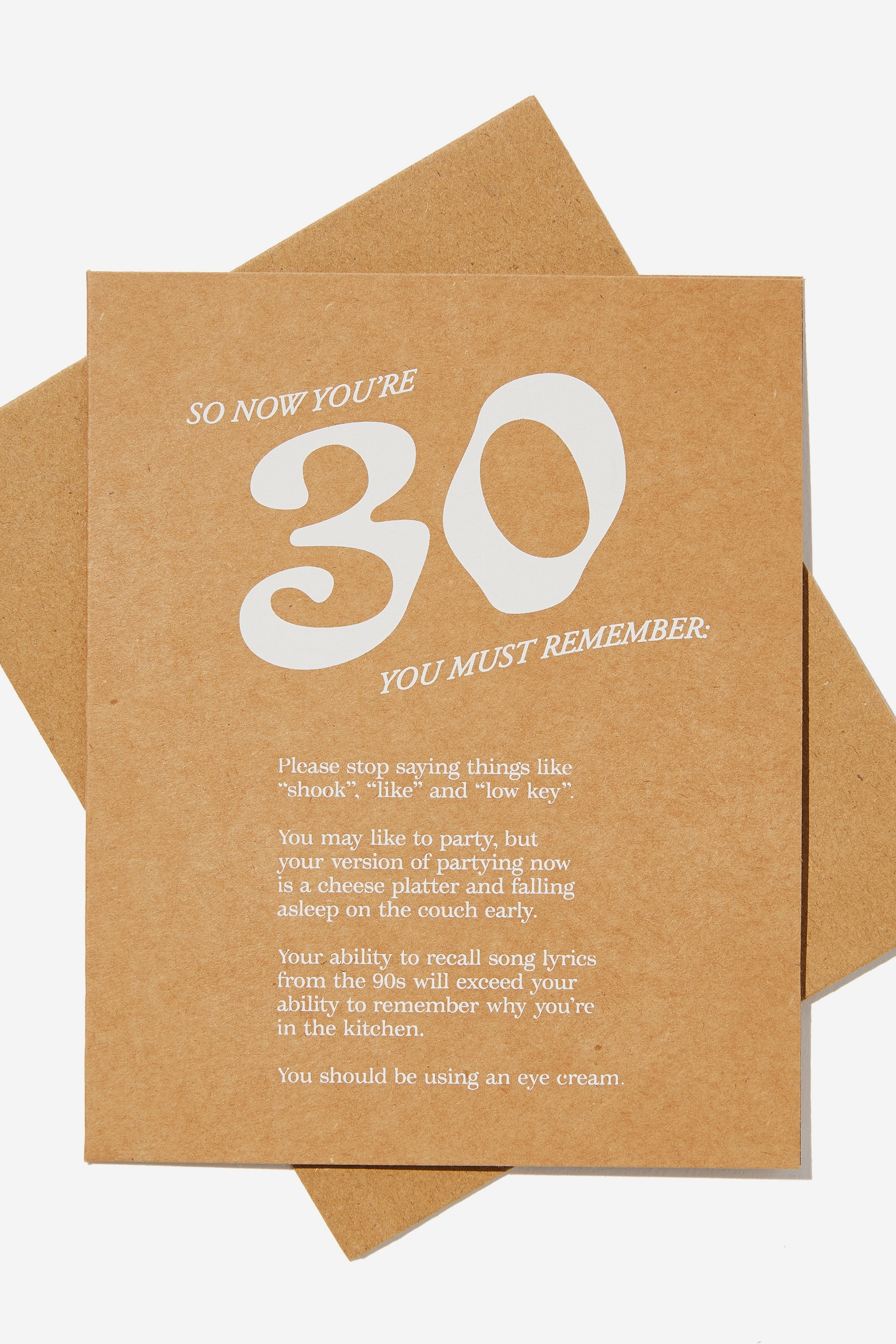 Typo - Age Card - 30 you must remember kraft