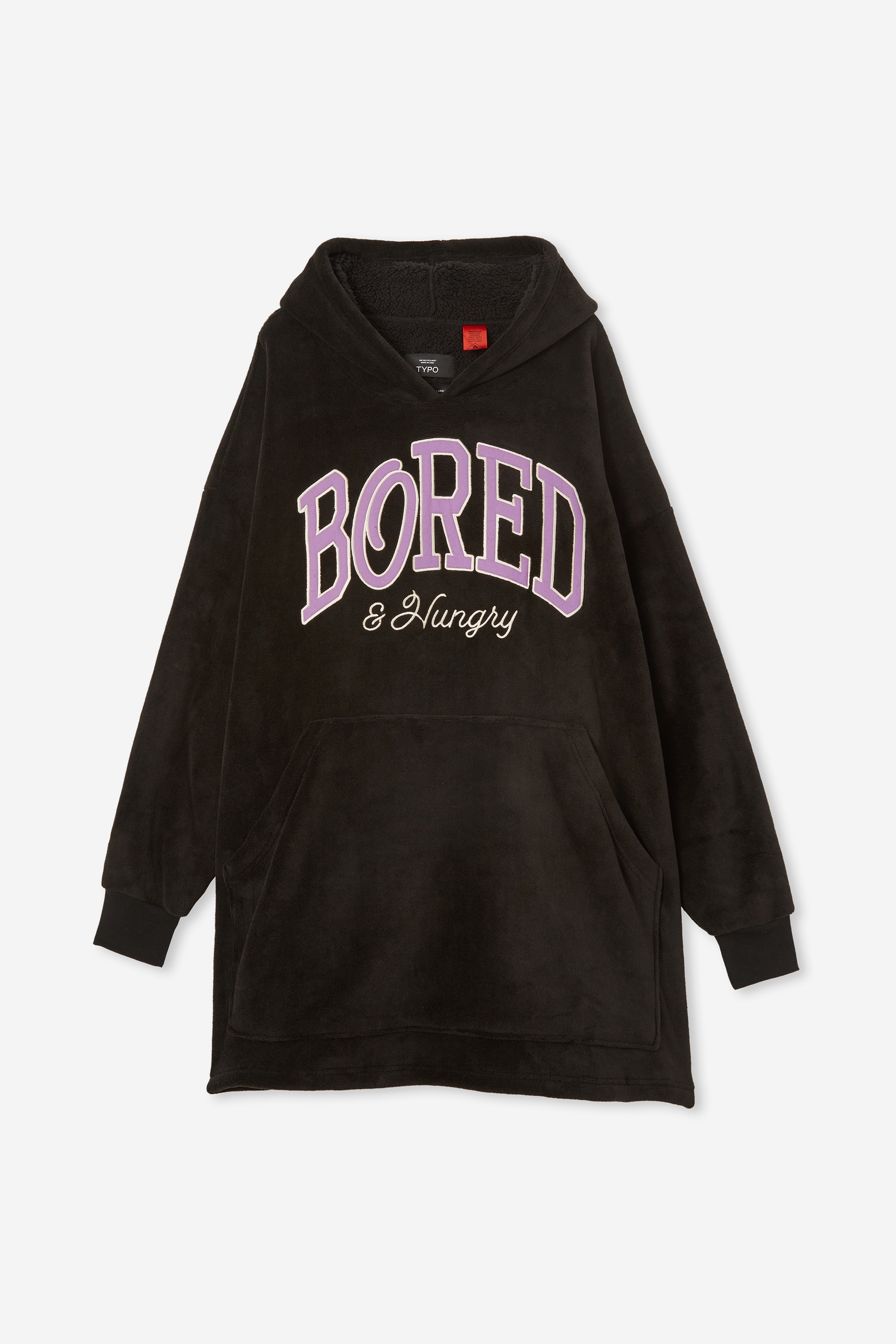 Typo - Slounge Around Oversized Hoodie - Bored and hungry black