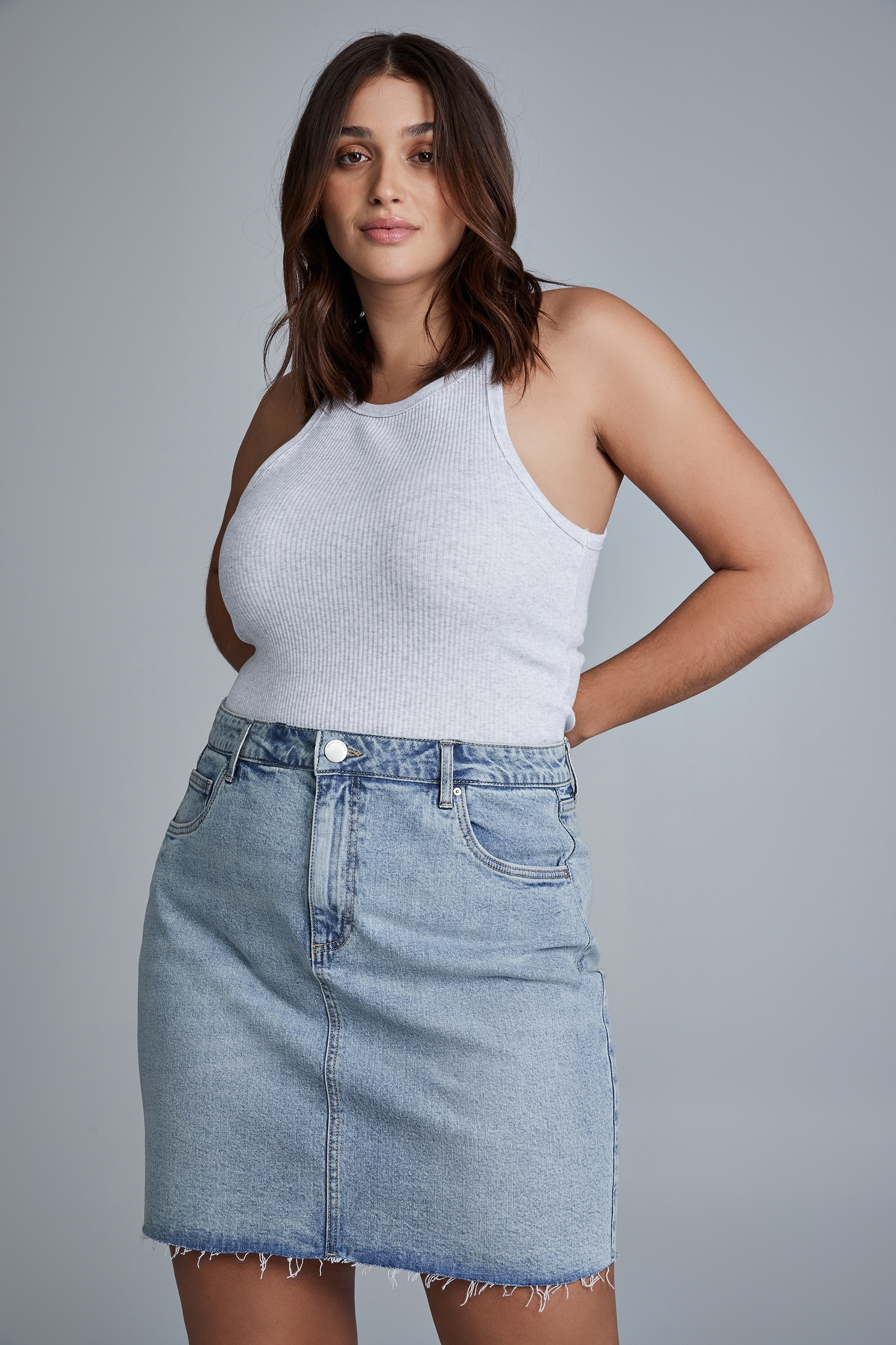 Cotton On Women - Curve Denim Mini Skirt - Lennox blue
