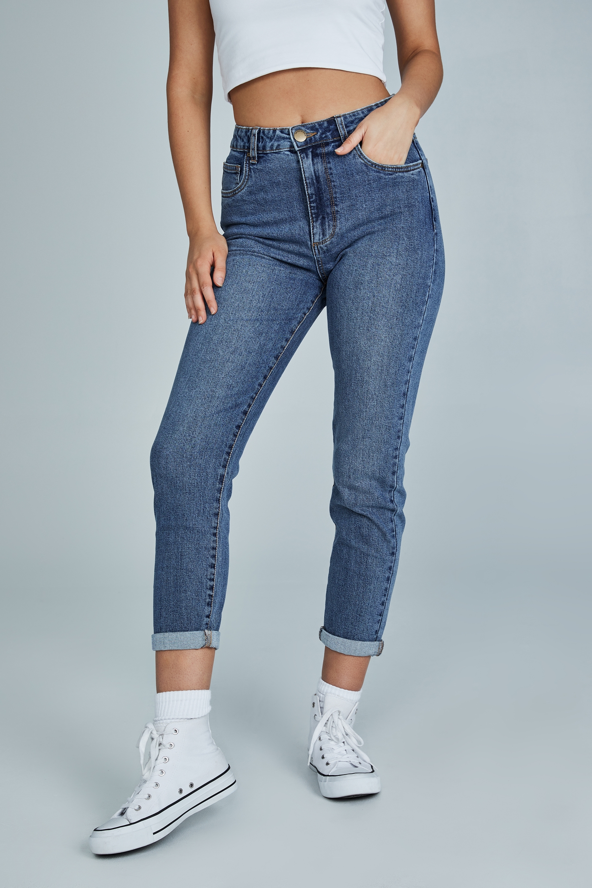 Cotton On Women - Stretch Mom Jean - Lucky blue