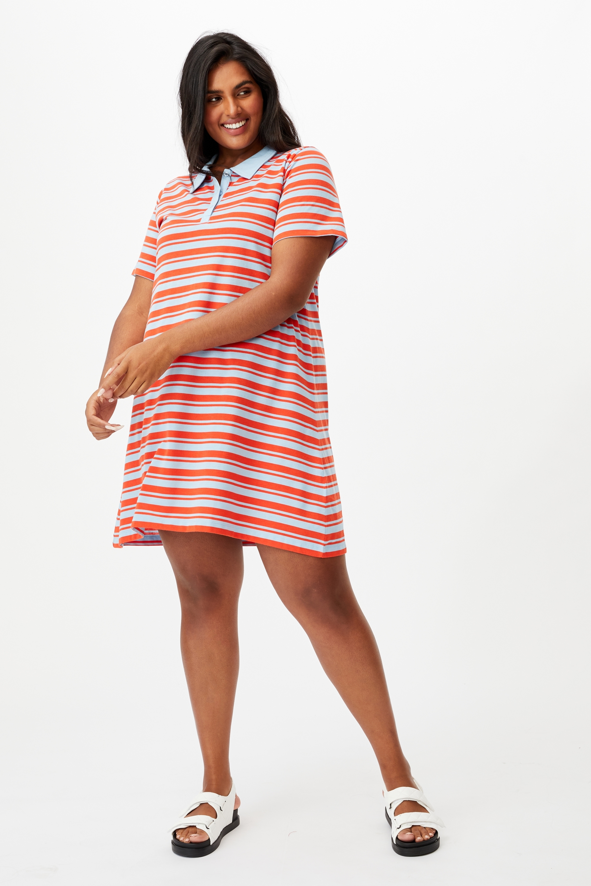 Cotton On Women - Curve Tina Polo Mini Dress - Janet stripe authentic blue