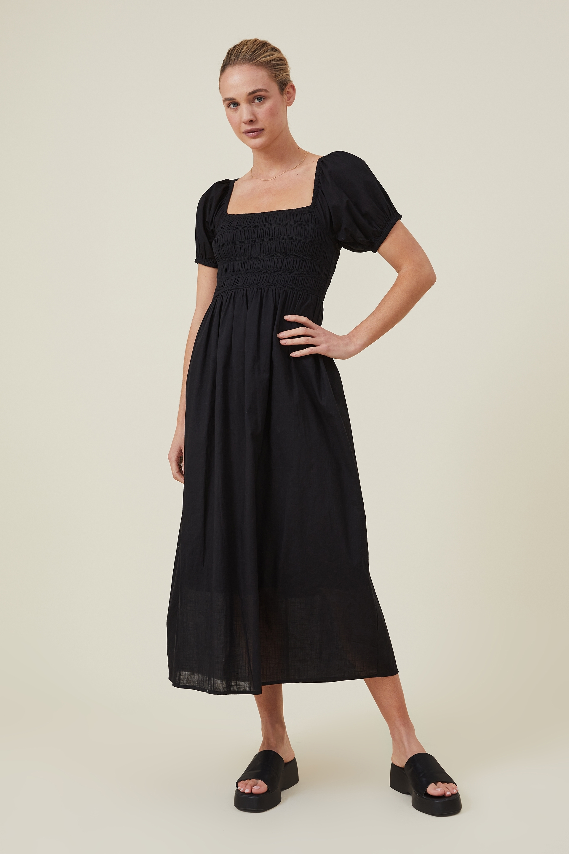 Cotton On Women - Adrianna Shirred Maxi Dress - Black