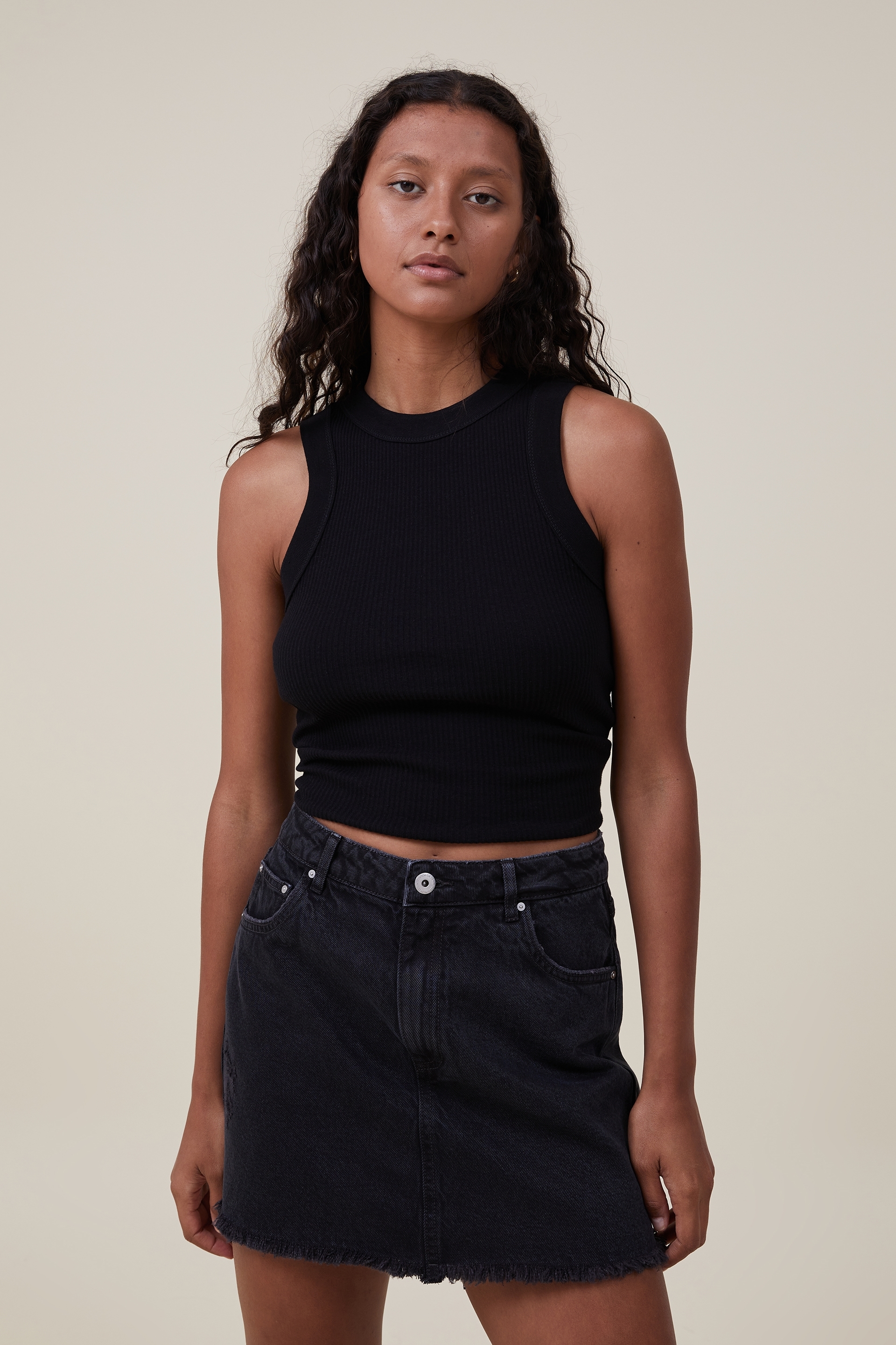Cotton On Women - Everyday Denim Mini Skirt - Graphite black