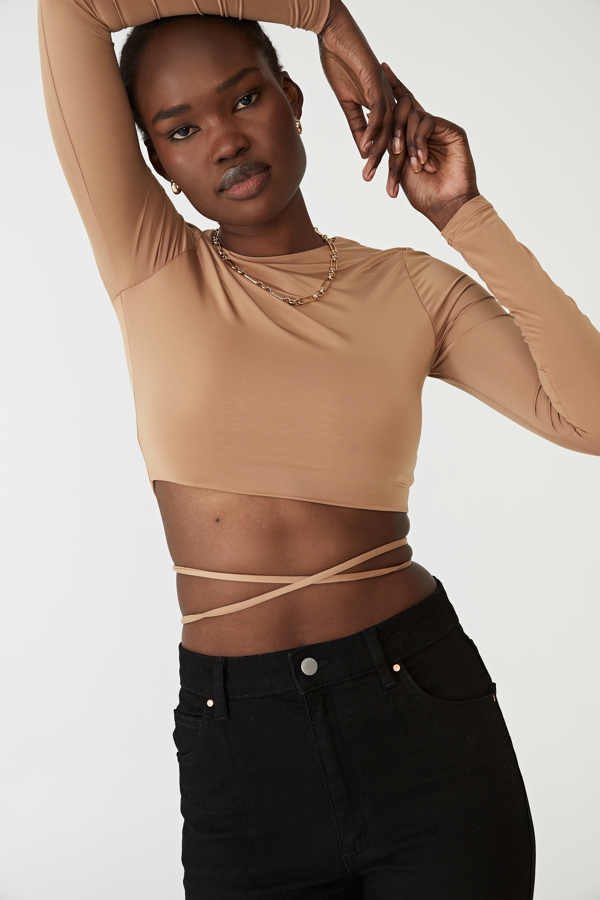 Cotton On Women - Stevie Strappy Waist Long Sleeve Top - Fawn
