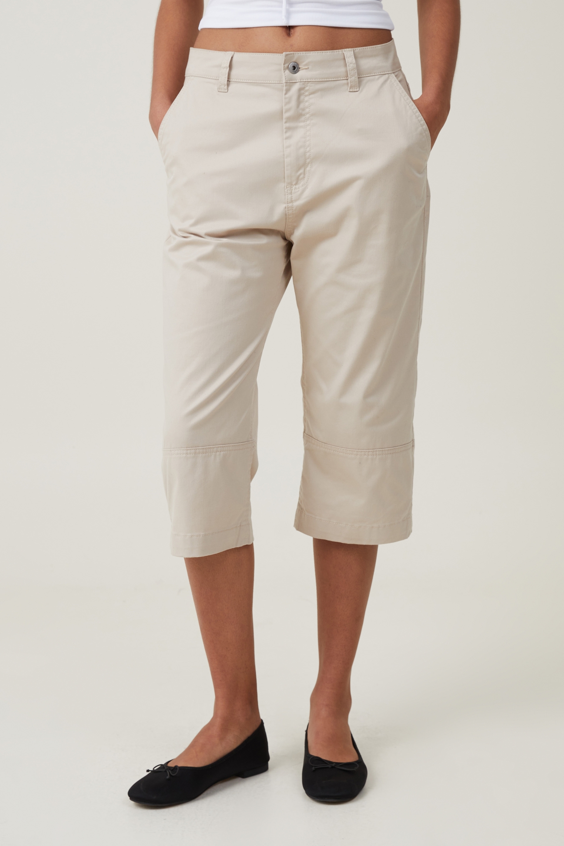 Intro Plus Size Stretch Poplin Slim Leg Roll Tab Hem Capri Pants  Dillards
