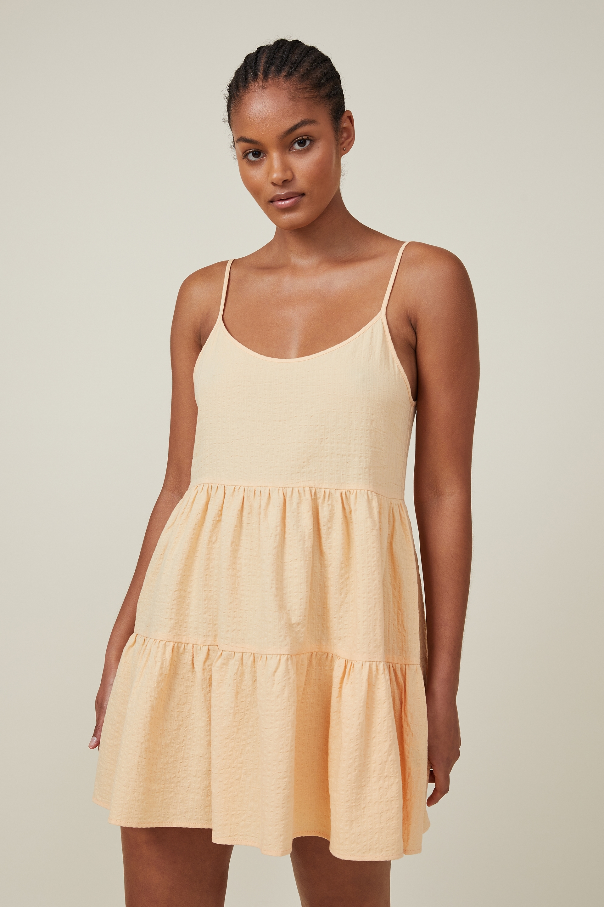 Cotton On Women - Summer Tiered Mini Dress - Creamy orange