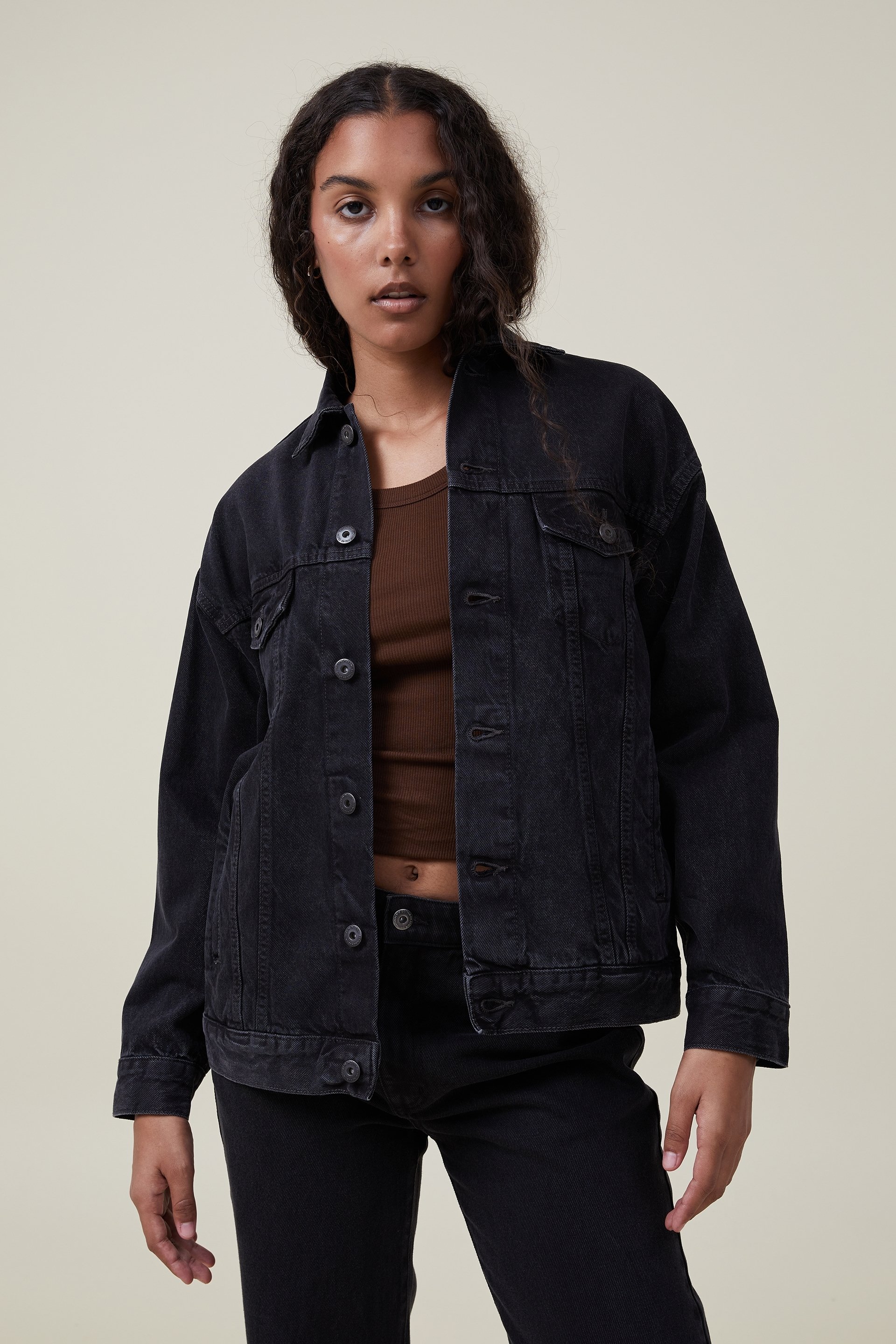 Cotton On Women - The Oversized Denim Jacket - Graphite black