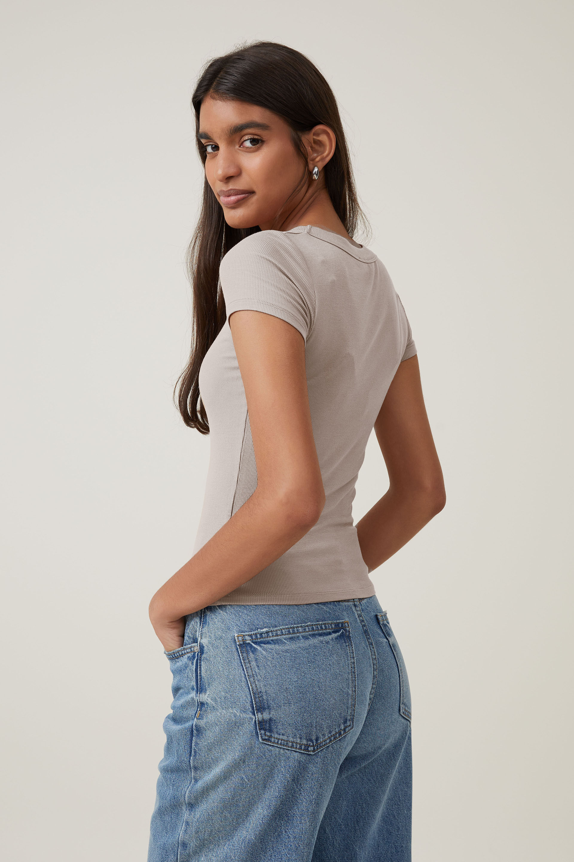 Staple Rib Scoop Neck Short Sleeve Top