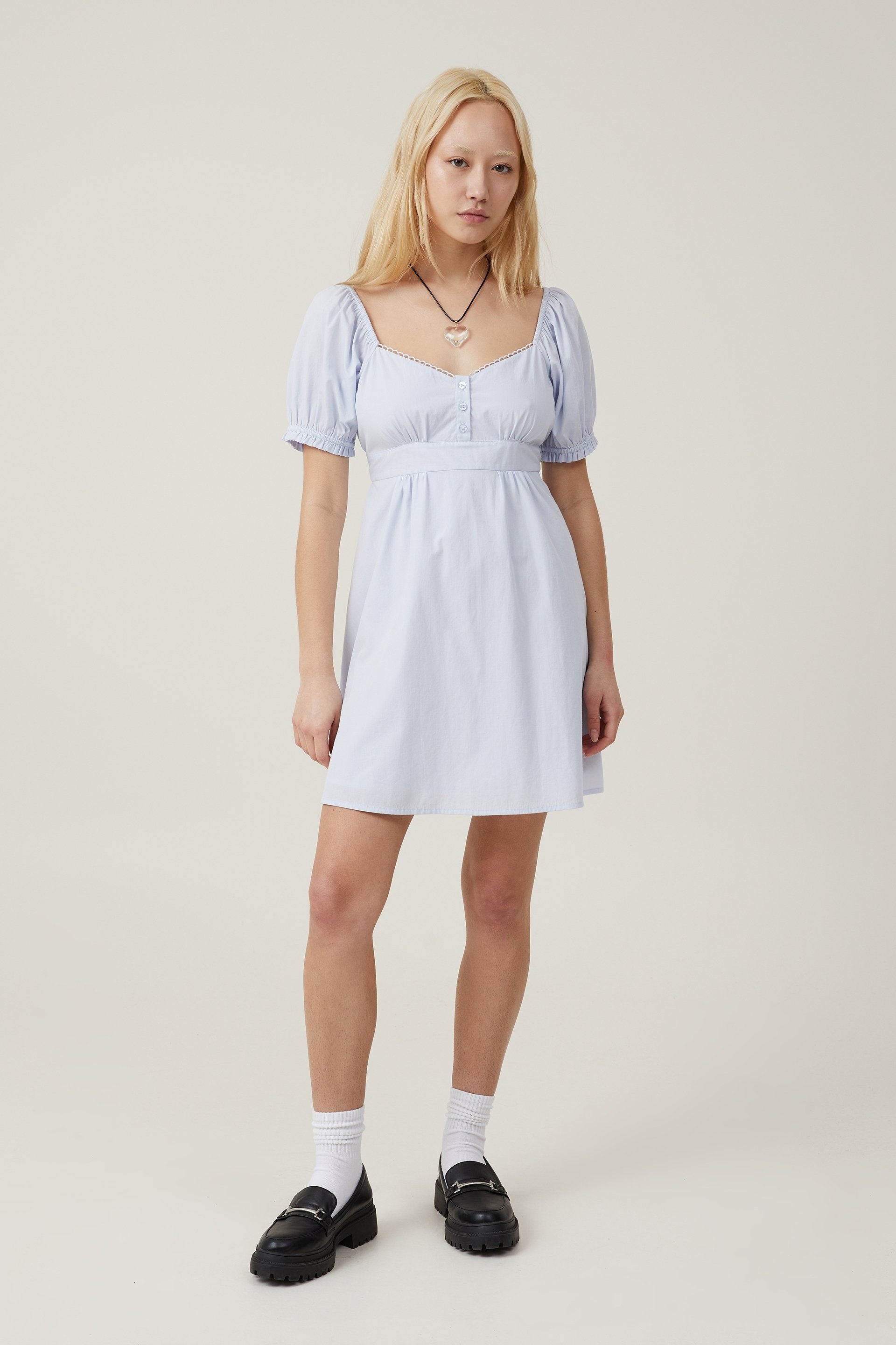 cotton-puff-sleeve-mini-dress