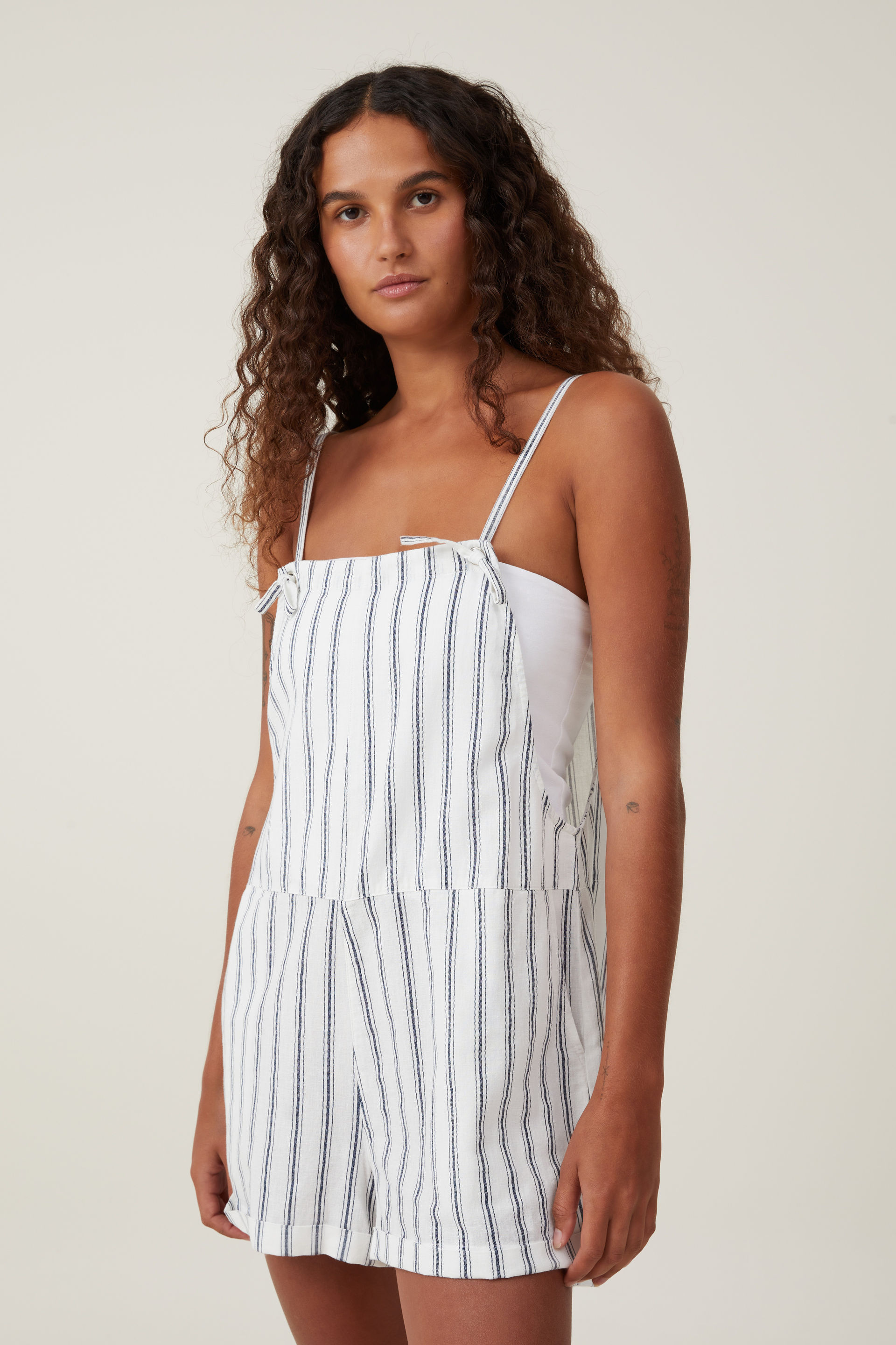 Cotton On Women - Addison Beach Playsuit - Carrie stripe white