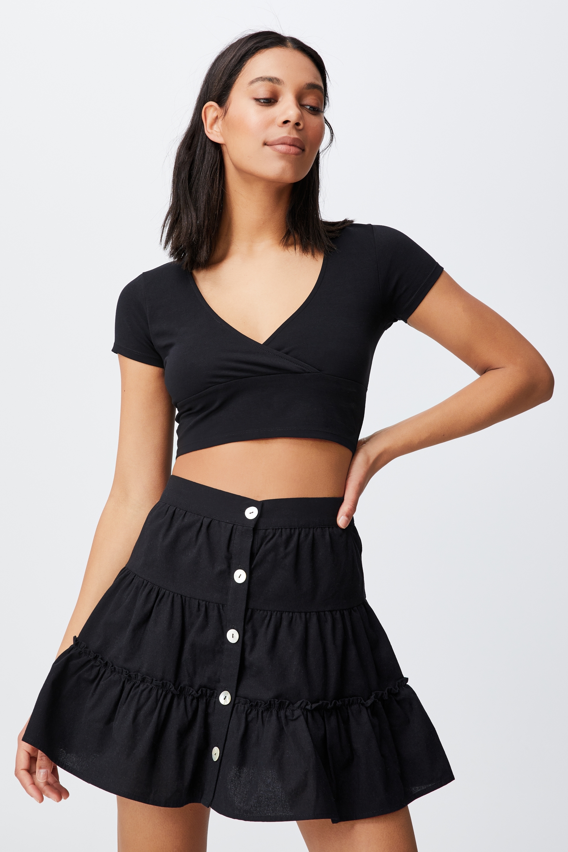 Cotton On Women - Woven Tawni Tiered Mini Skirt - Black